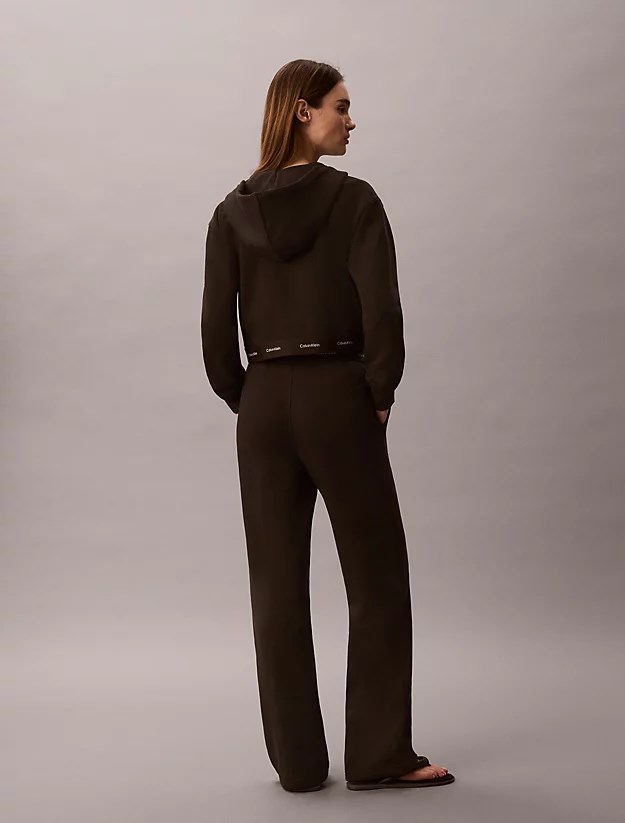 Calvin Klein Calvin Klein Kadın Rahat Kesim Lastikli Yüksek Belli Geniş Paçalı Pamuklu Pileli Koyu Kahve Eşofman Altı LV047G253G-TO2