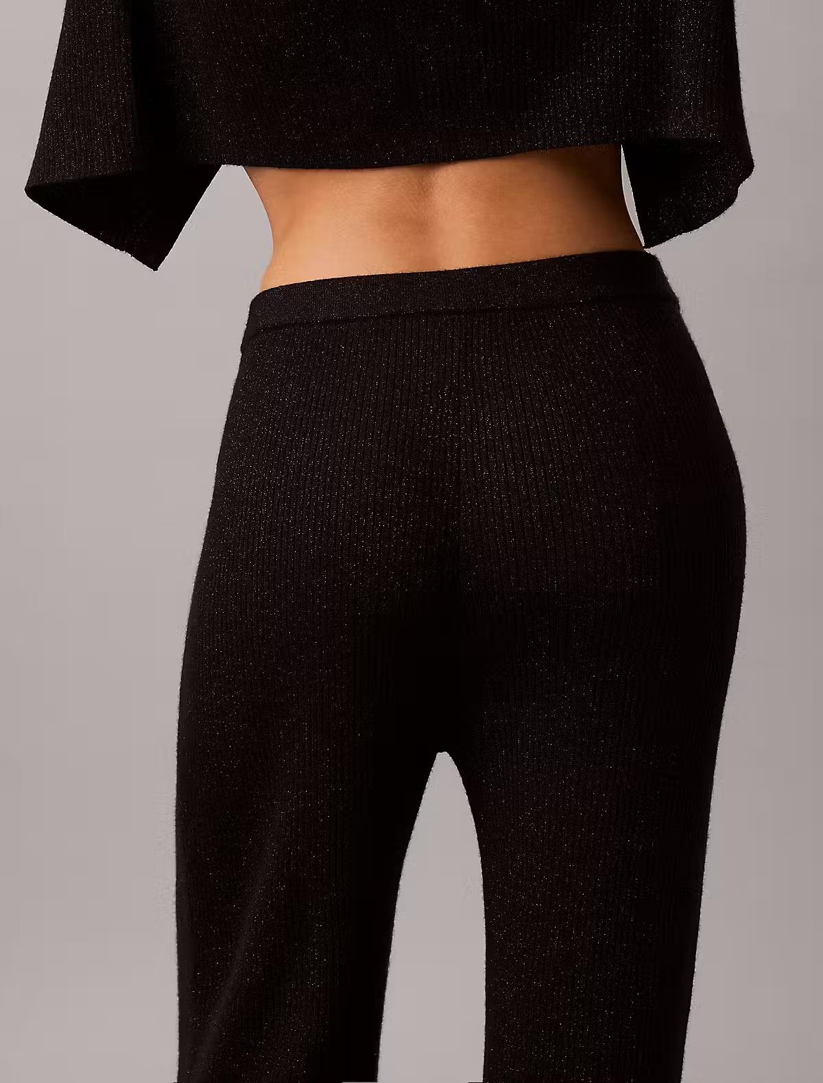 Calvin Klein Calvin Klein Kadın Rahat Kalıp Geniş Paçalı Yün Karışımlı Siyah Pantolon LV047E346G-WFW