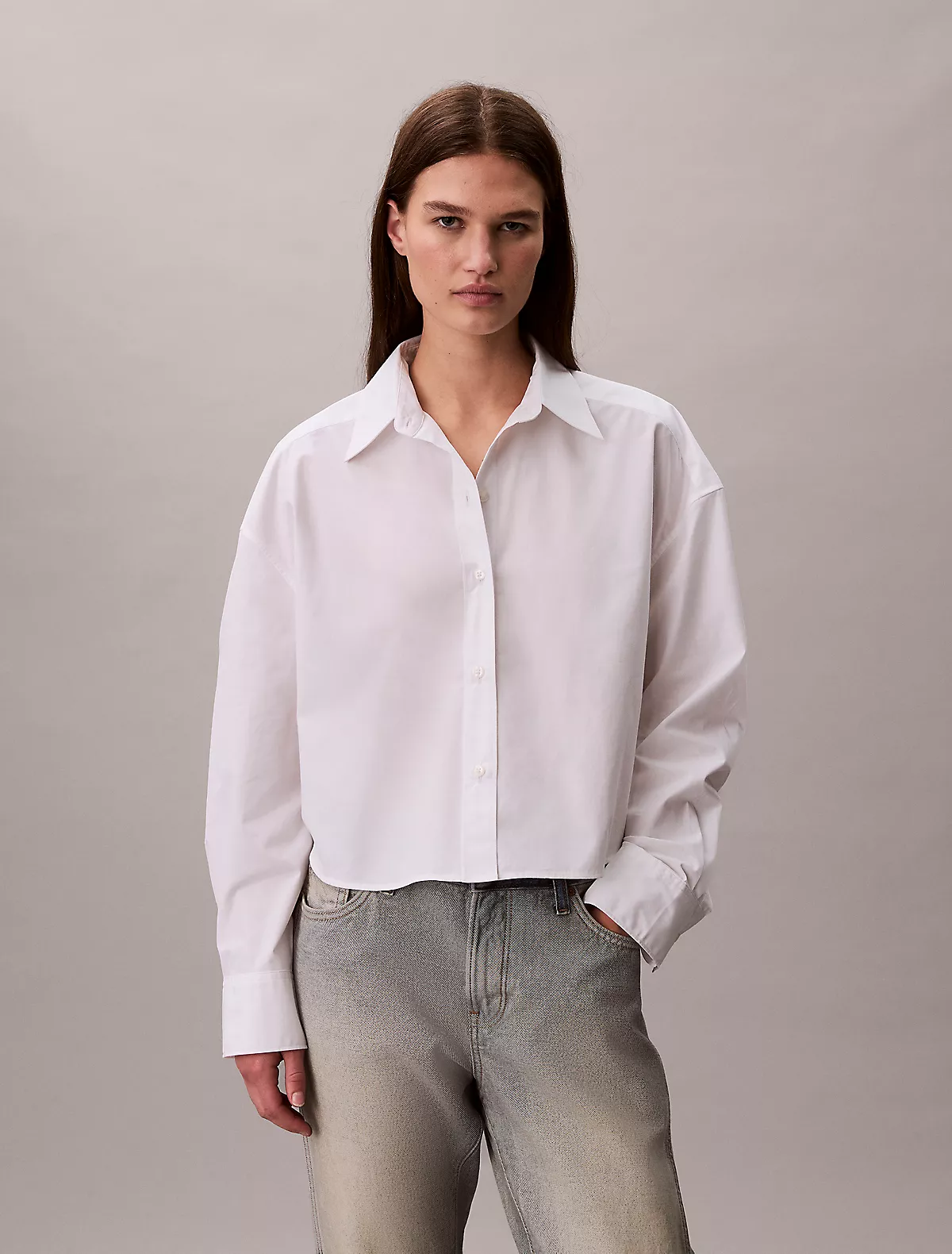 Calvin Klein Calvin Klein Kadın Regular Fit Gömlek Yaka Uzun Kollu Beyaz Gömlek LV044E170G-YAA