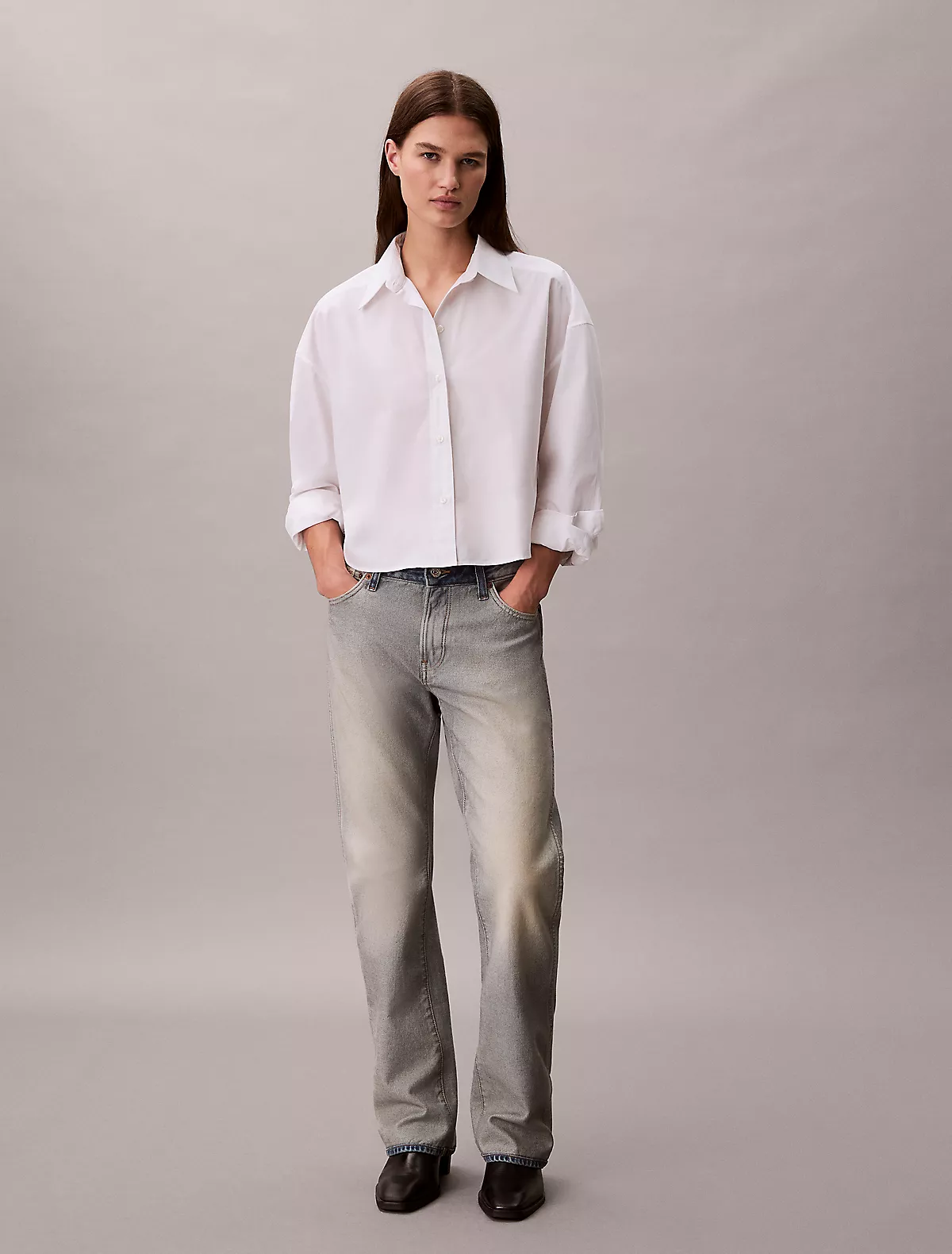 Calvin Klein Calvin Klein Kadın Regular Fit Gömlek Yaka Uzun Kollu Beyaz Gömlek LV044E170G-YAA
