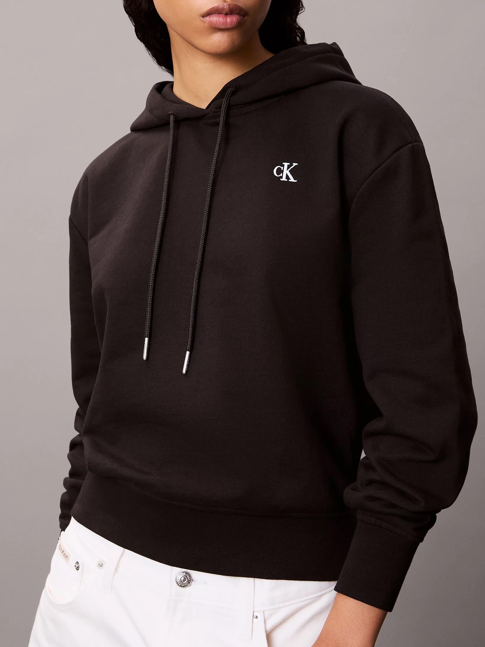 Calvin Klein Calvin Klein Kadın Regular Fit CK Logo İşlemeli Kapüşonlu Uzun Kollu Siyah Sweatshirt LV047C224G-UB1