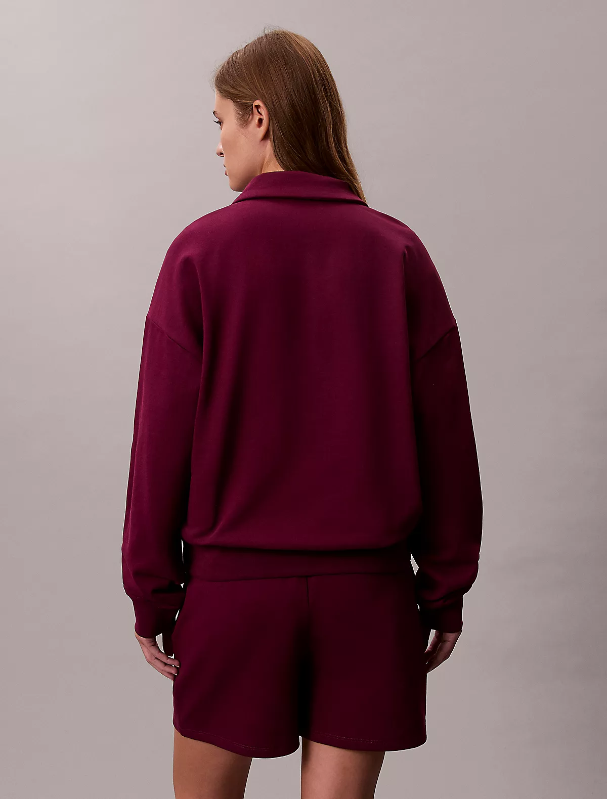 Calvin Klein Calvin Klein Kadın Regular Fit Polo Yaka Uzun Kollu Mor Sweatshirt LV047E235G-2E5