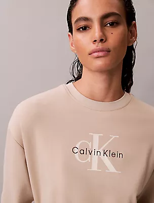 Calvin Klein Calvin Klein Kadın Regular Fit Yuvarlak Yakalı Düşük Omuzlu Büzgülü Kısa Bej Elbise LV047E224G-2F2