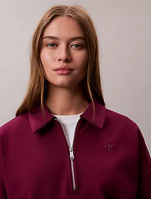 Calvin Klein Calvin Klein Kadın Regular Fit Polo Yaka Uzun Kollu Mor Sweatshirt LV047E235G-2E5