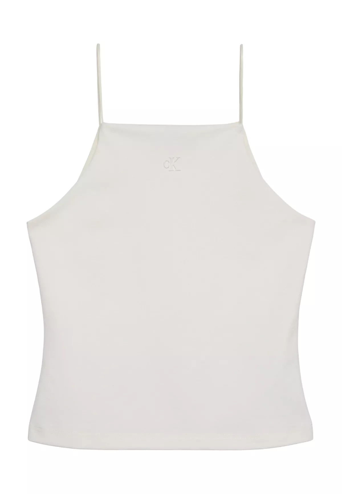 Calvin Klein Calvin Klein Kadın Slim Fit Dar İp Askılı Pamuklu Düz Dokuma Kumaş Krem Bluz LV044F206G-YAS
