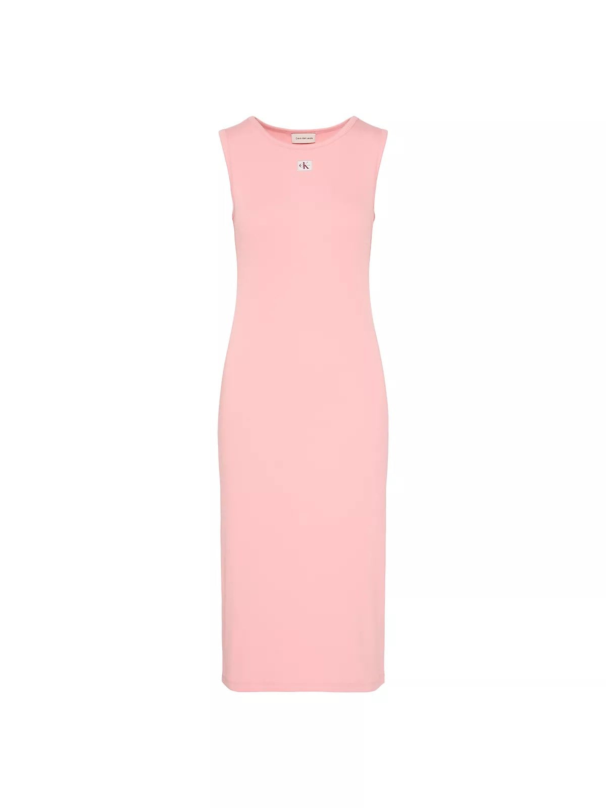 Calvin Klein Calvin Klein Kadın Slim Fit Yuvarlak Yakalı CK Logo İmzalı Kolsuz Midi Pembe Elbise LV047G209G-1FS