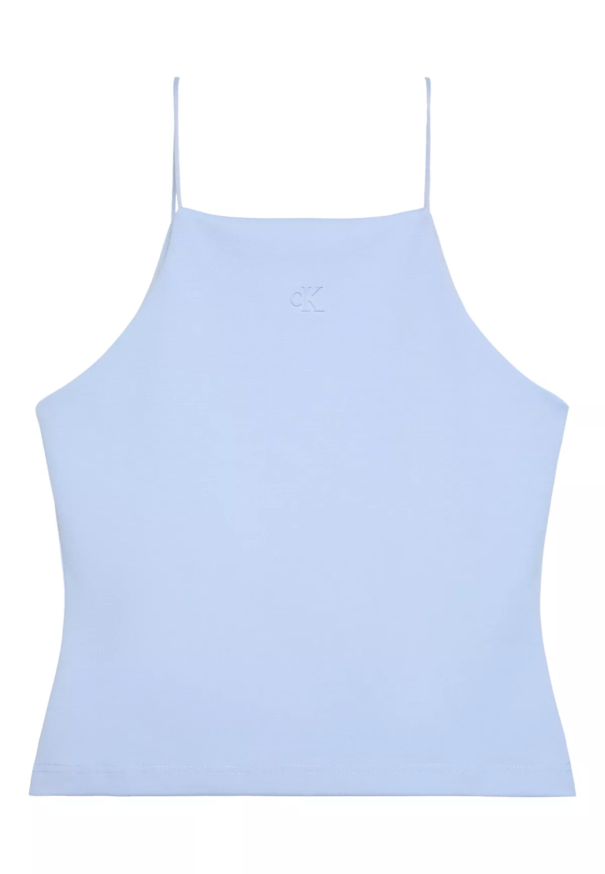 Calvin Klein Calvin Klein Kadın Slim Fit Dar İp Askılı Pamuklu Düz Dokuma Kumaş Mavi Bluz LV044F206G-C1O