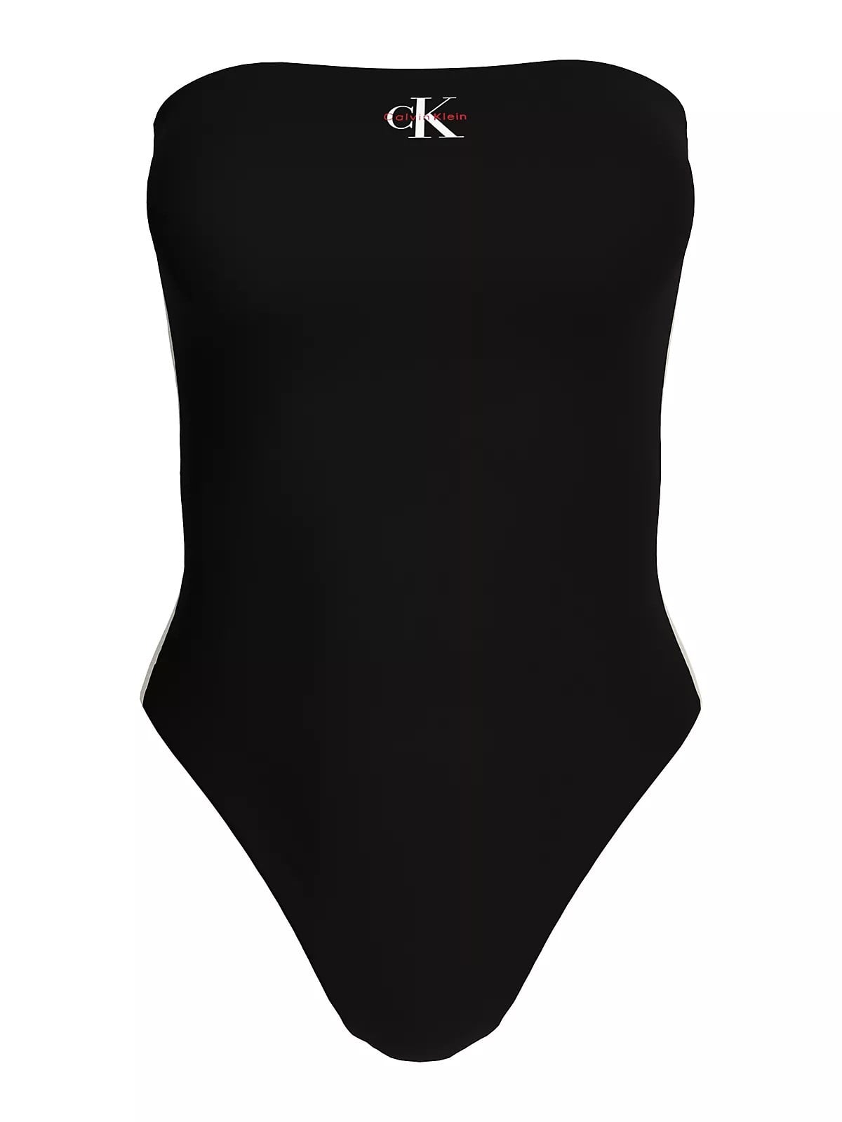 Calvin Klein Calvin Klein Kadın Straplez Yaka Esnek Rahat Kumaş CK Monogram Siyah Mayo LV00Q61108-UB1