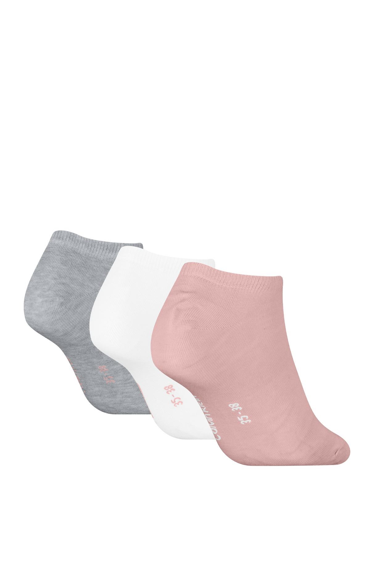 Calvin Klein Calvin Klein Kadın Üçlü Paket Pamuklu Logo İmzalı Pembe Çorap C701234369-010