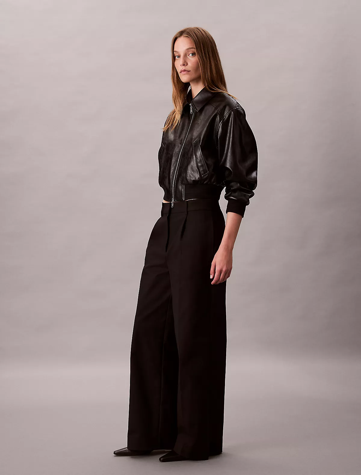 Calvin Klein Calvin Klein Kadın Yüksek Bel Geniş Paça Rahat Kesim Siyah Pantolon LV044D664G-UB1