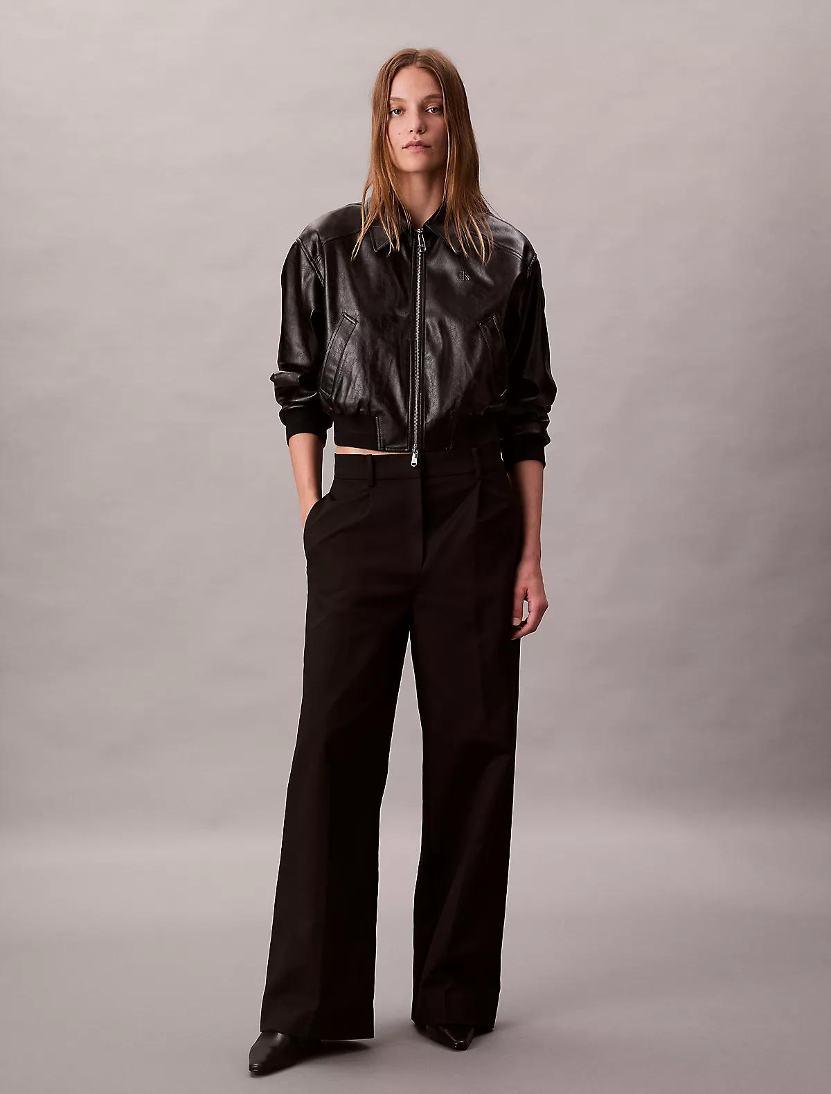 Calvin Klein Calvin Klein Kadın Yüksek Bel Geniş Paça Rahat Kesim Siyah Pantolon LV044D664G-UB1