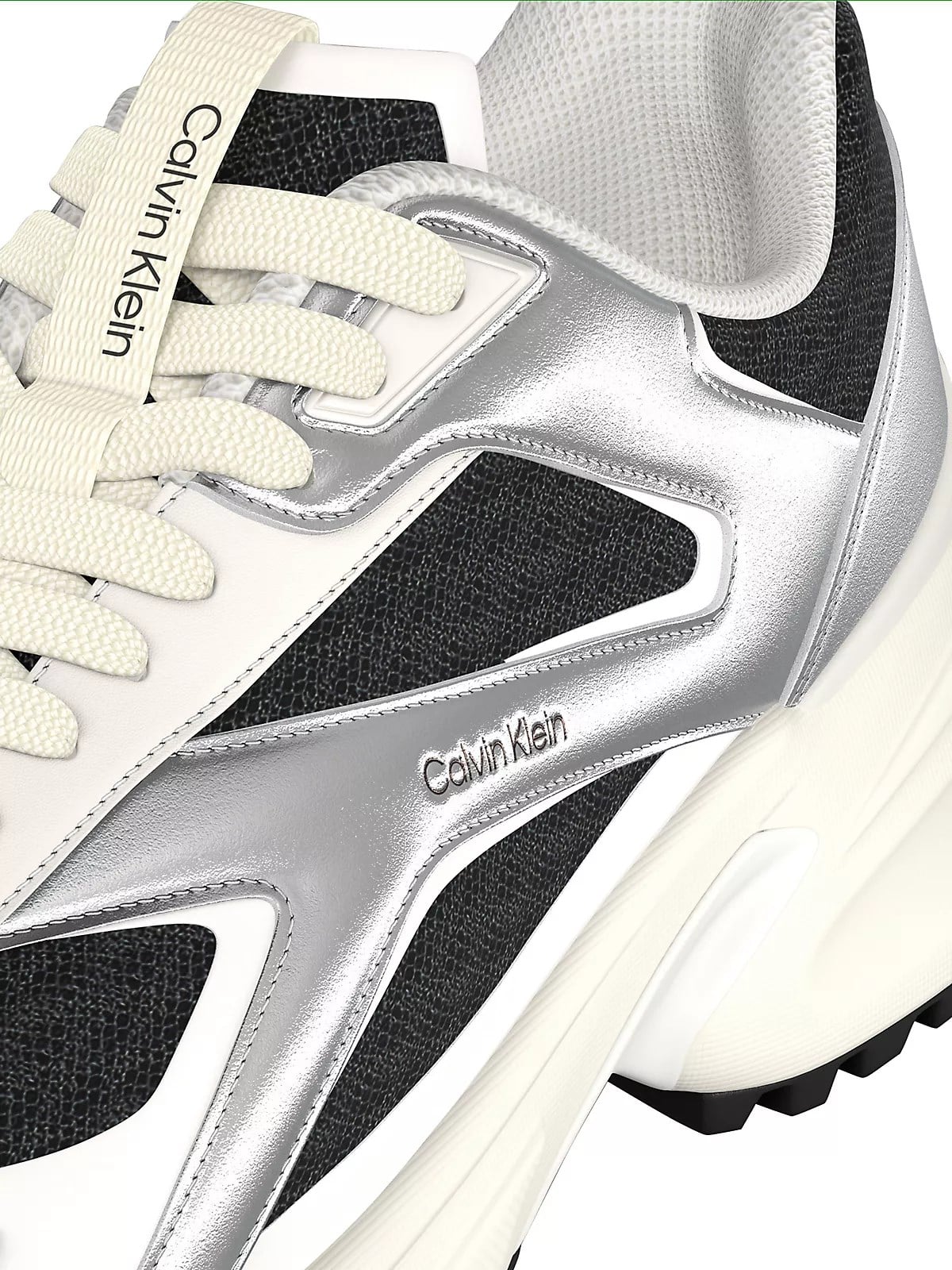 Calvin Klein Calvin Klein Kadın Yüksek ve Ortopedik Tabanlı File Detaylı Siyah Sneaker HW0HW03140-01R
