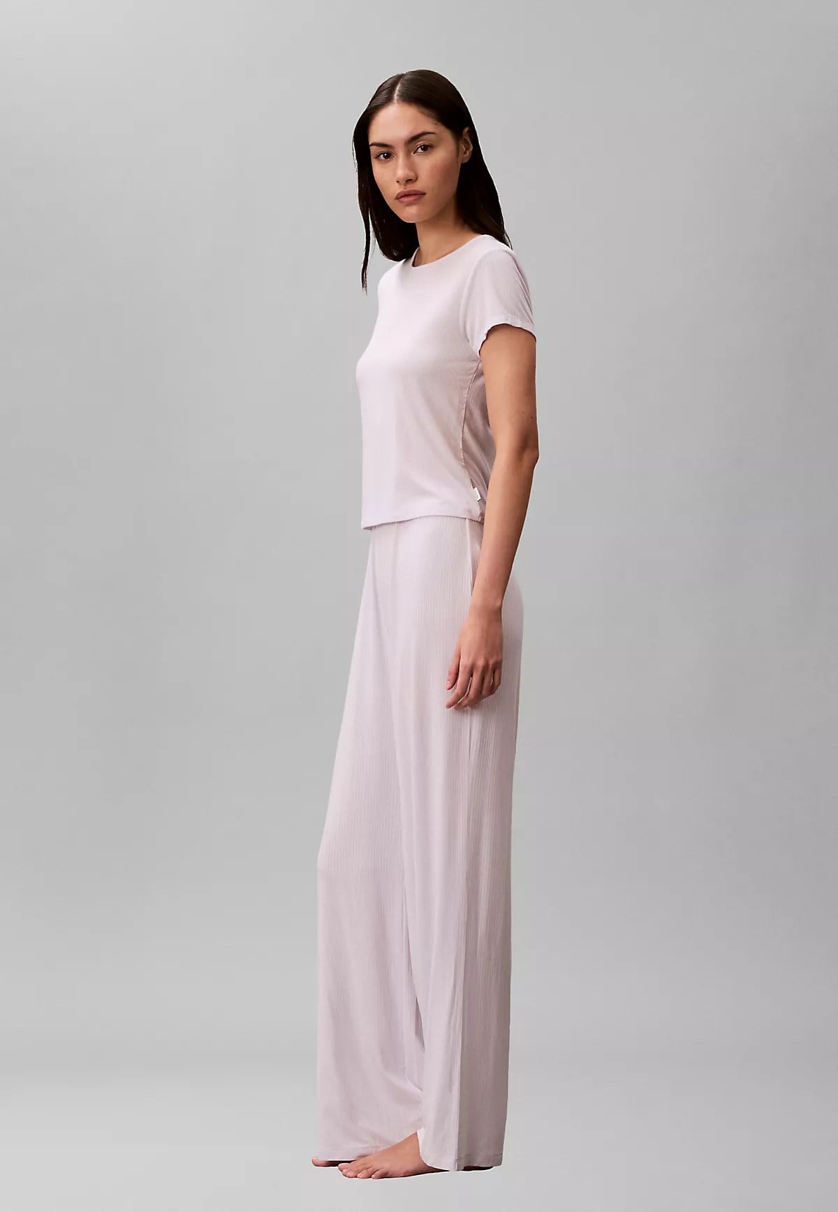 Calvin Klein Calvin Klein Kadın Yuvarlak Yaka Kısa Kol Düz Regular Fit Mor Pijama Üstü LV00QS7618-2IK