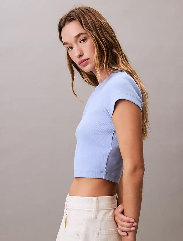 Calvin Klein Calvin Klein Kadın Yuvarlak Yaka Kısa Kollu Kısa Mavi T-Shirt LV047AB802-7ZQ