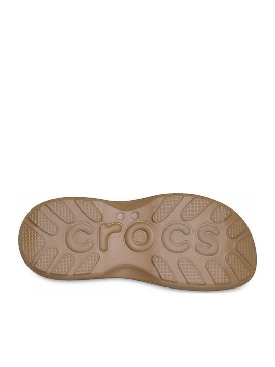 Crocs Crocs Kadın Yüksek Platform Tabanlı Y Kayışlı Kahverengi Sandalet 211755-2EY