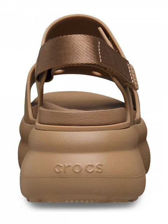 Crocs Crocs Kadın Yüksek Platform Tabanlı Y Kayışlı Kahverengi Sandalet 211755-2EY