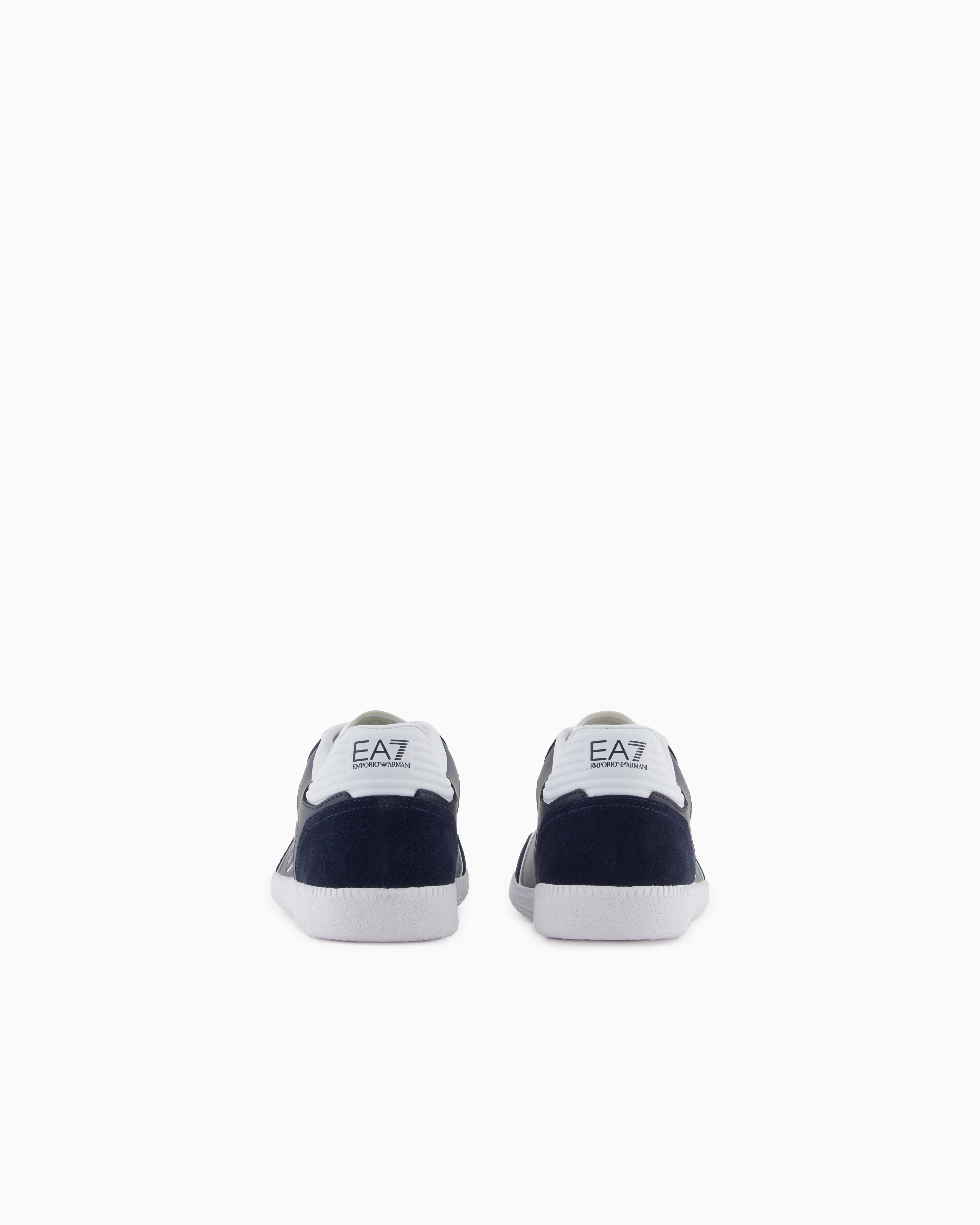 EA7 Ea7 Erkek Bağcıklı Marka Logolu Spor Stil Beyaz-Lacivert Sneaker 7X000405 AF19826-MZ069