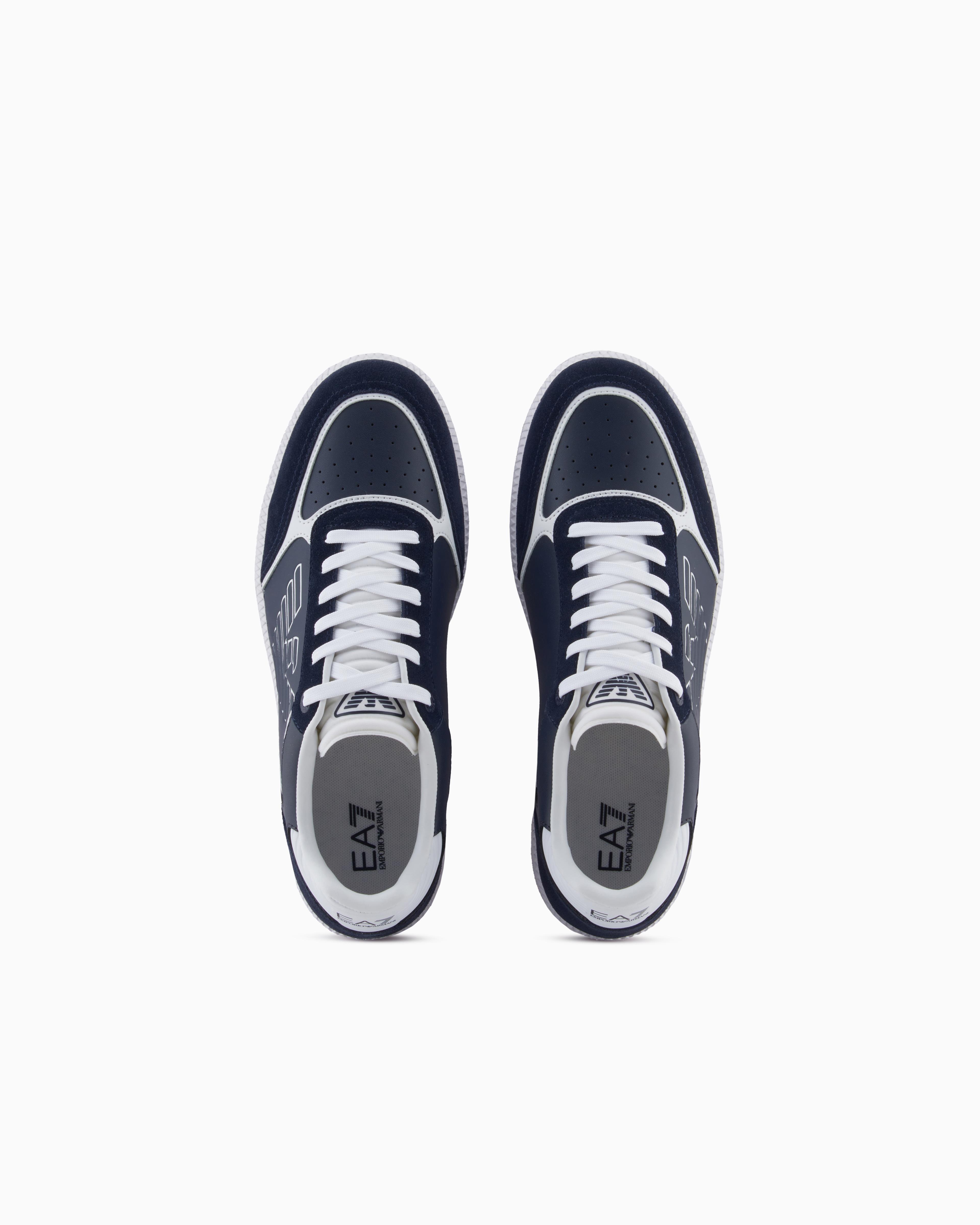 EA7 Ea7 Erkek Bağcıklı Marka Logolu Spor Stil Beyaz-Lacivert Sneaker 7X000405 AF19826-MZ069