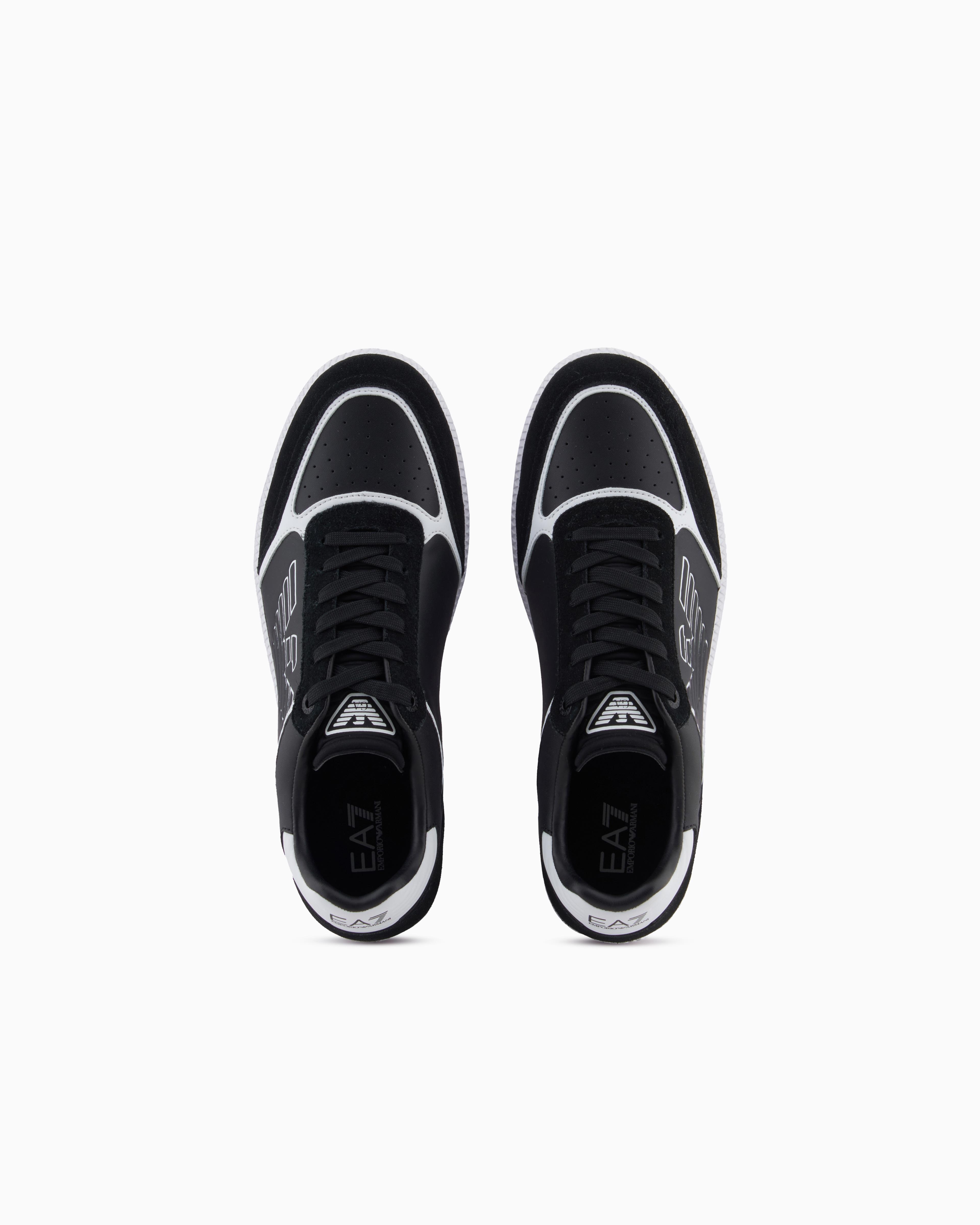 EA7 Ea7 Erkek Bağcıklı Marka Logolu Spor Stil Beyaz-Siyah Sneaker 7X000405 AF19826-MC001