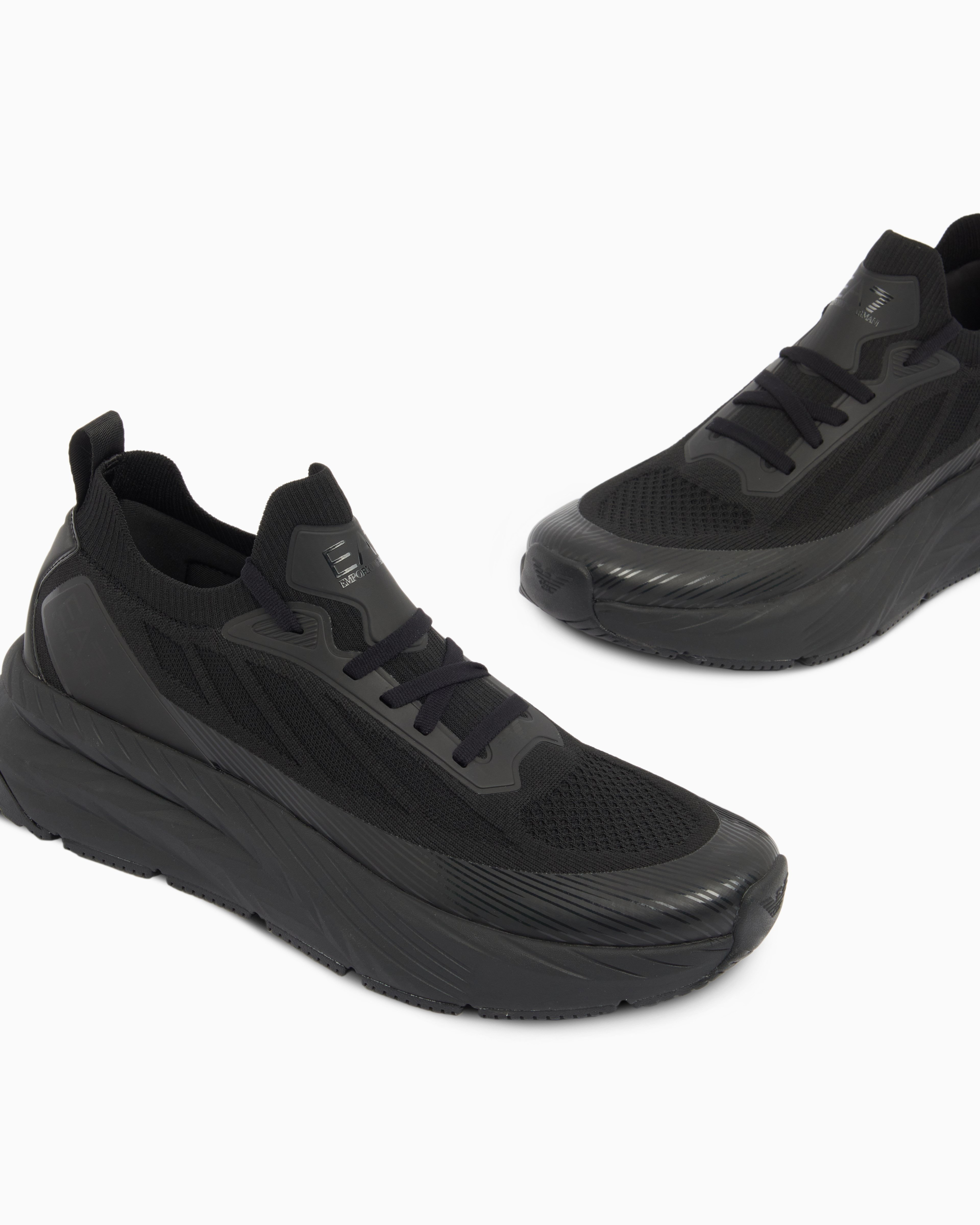 EA7 Ea7 Erkek Bağcıklı Rahat Taban Logo Detaylı Deri Günlük Siyah1 Sneaker 7X000343 AF18639-MC513