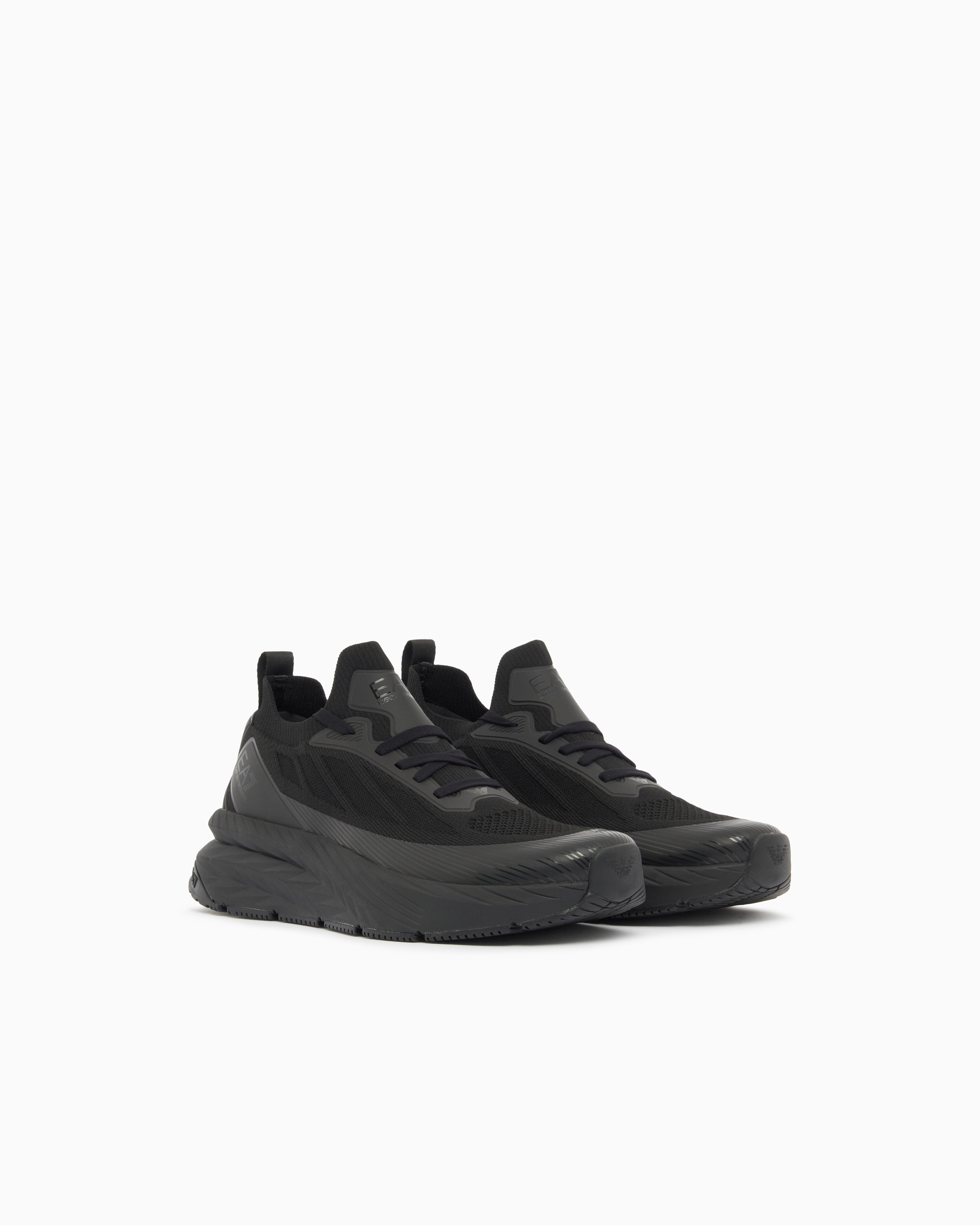 EA7 Ea7 Erkek Bağcıklı Rahat Taban Logo Detaylı Deri Günlük Siyah1 Sneaker 7X000343 AF18639-MC513