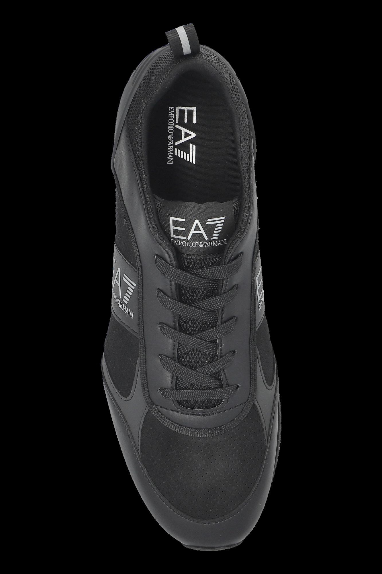 EA7 Ea7 Erkek Burun ve Topuk Kısımları Deri Detaylı Düz Siyah Sneaker 7X000336 AF18612-MC061