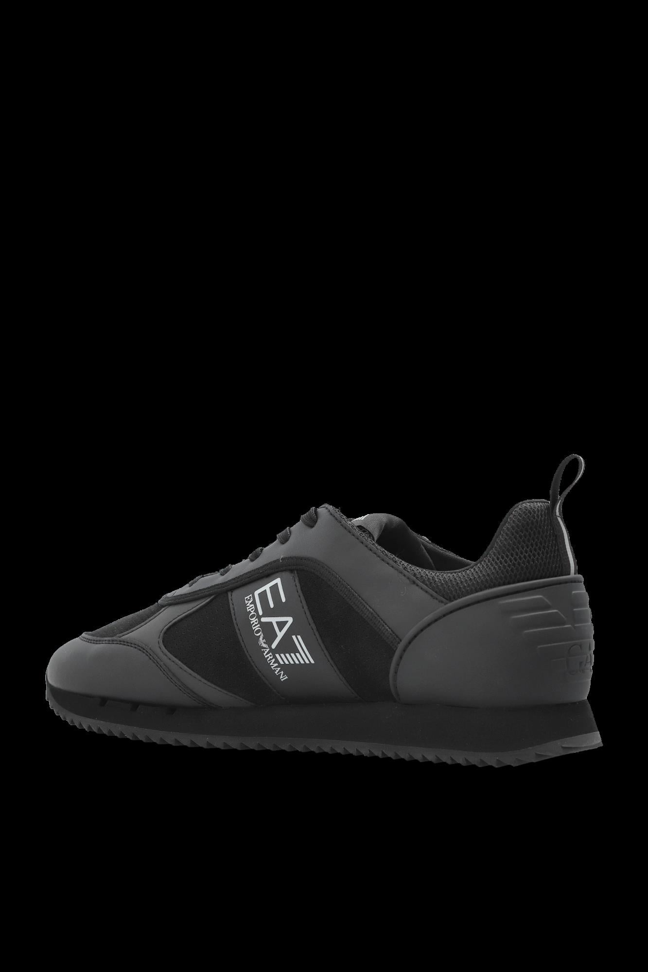 EA7 Ea7 Erkek Burun ve Topuk Kısımları Deri Detaylı Düz Siyah Sneaker 7X000336 AF18612-MC061