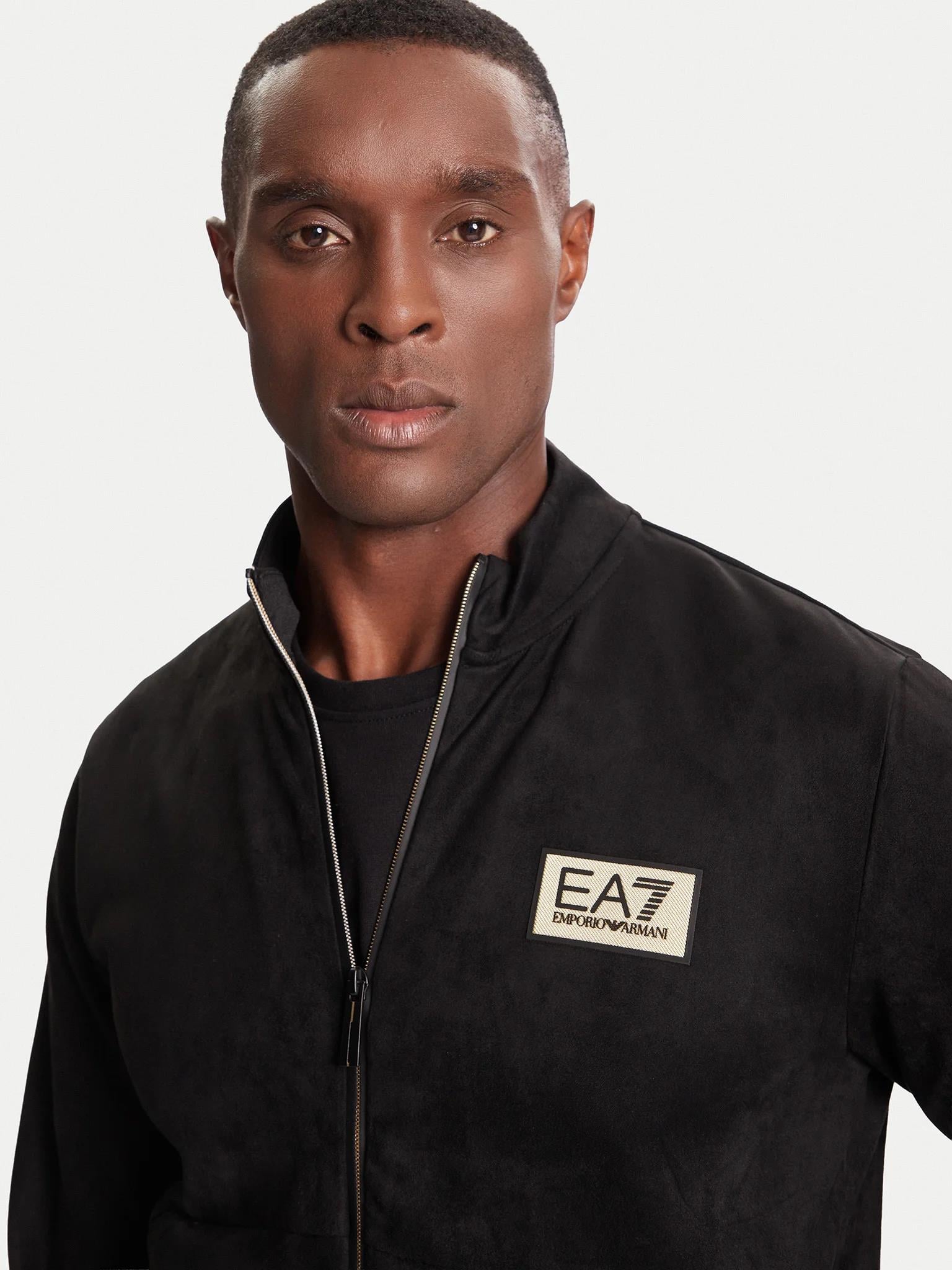EA7 Ea7 Erkek Dik Yaka Regular Fit Fermuar Kapamalı Uzun Kollu Siyah Eşofman Üstü 7M000674 AF16718-UC001