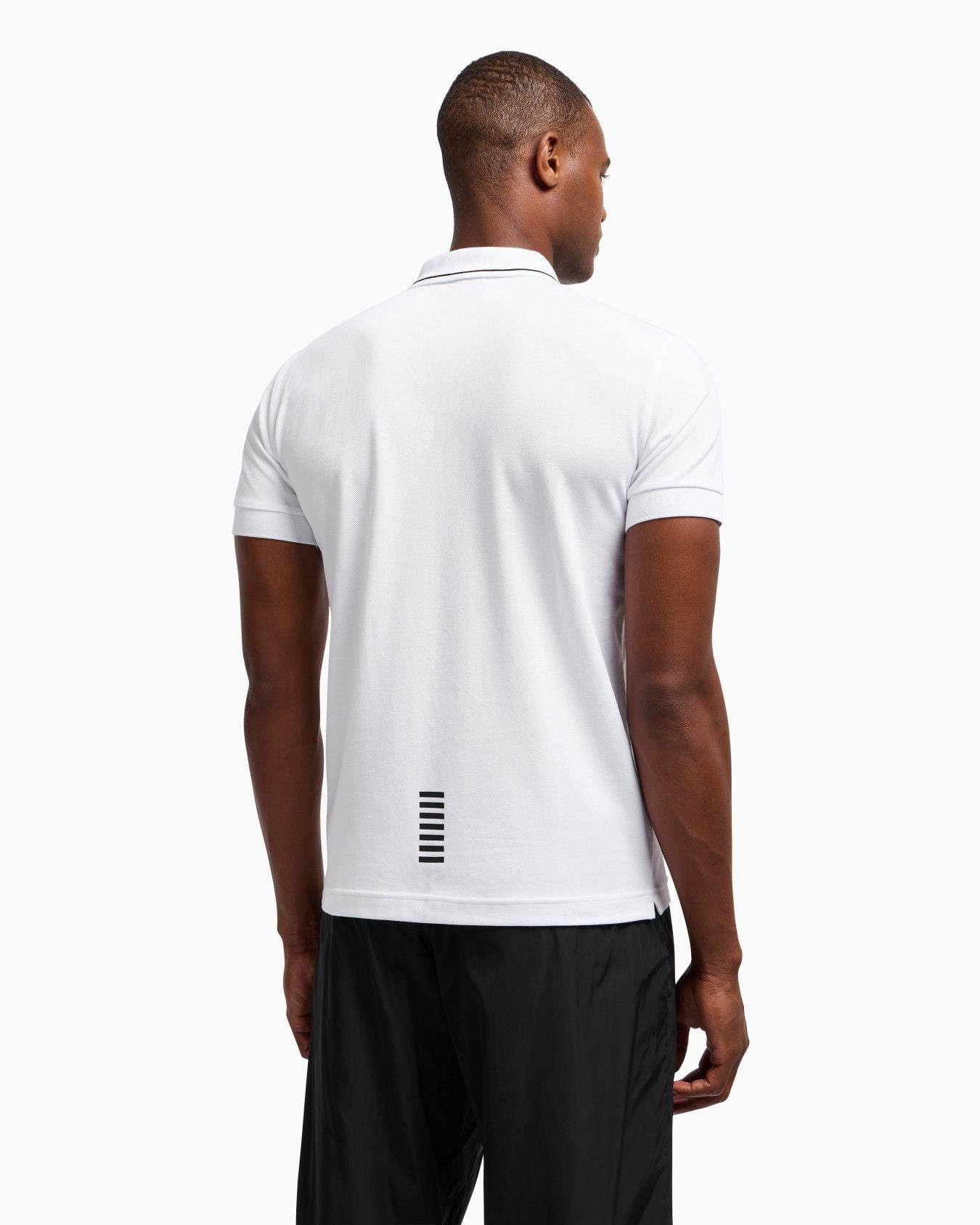 EA7 Ea7 Erkek Dokuma Kumaş Kısa Kol Düz Model Beyaz Polo Yaka T-Shirt 8NPF16 PJVUZ-1100