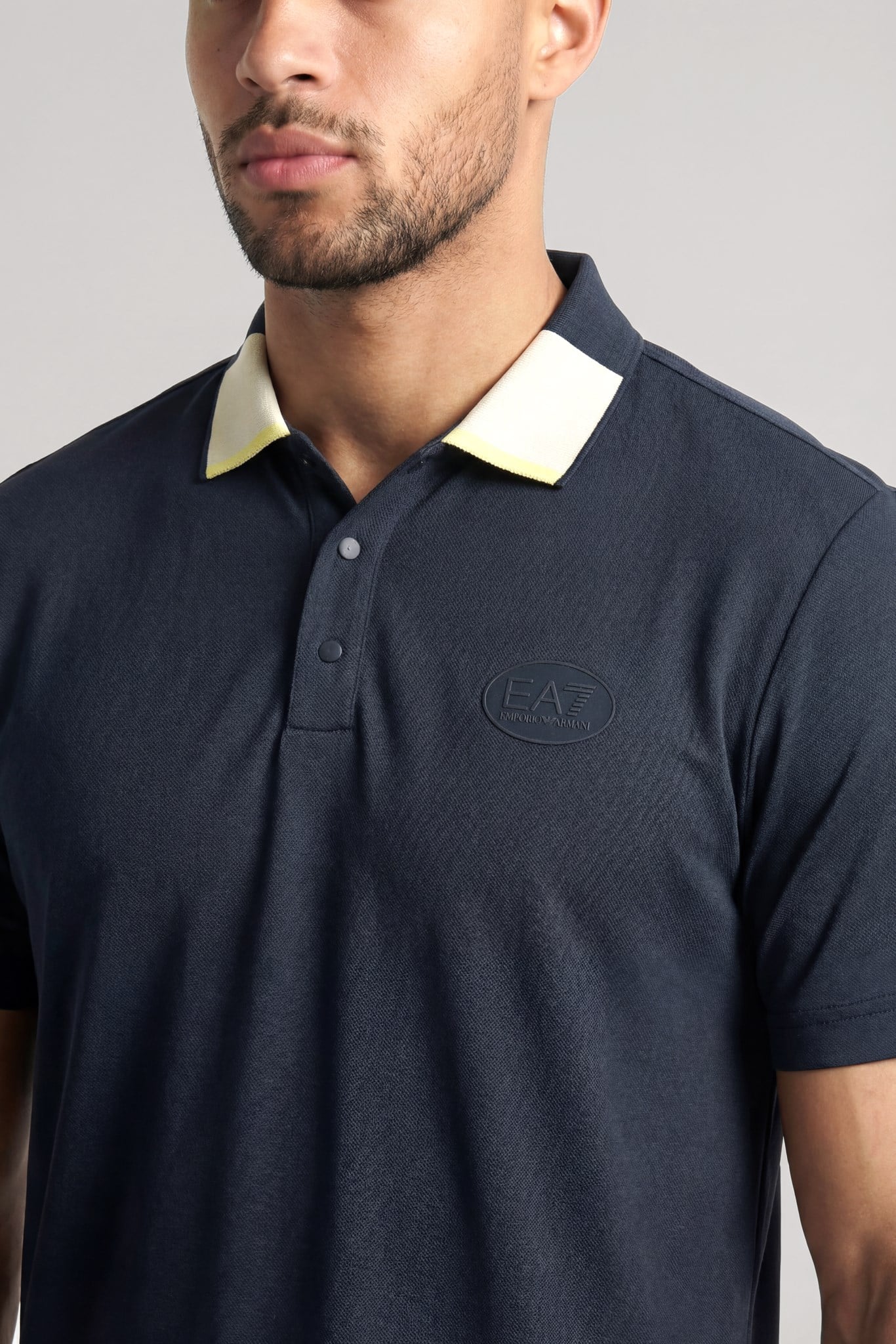 EA7 Ea7 Erkek EA7 Logo Etiketli Kısa Kollu Lacivert Polo Yaka T-Shirt 7M001291 AF22175-UB102