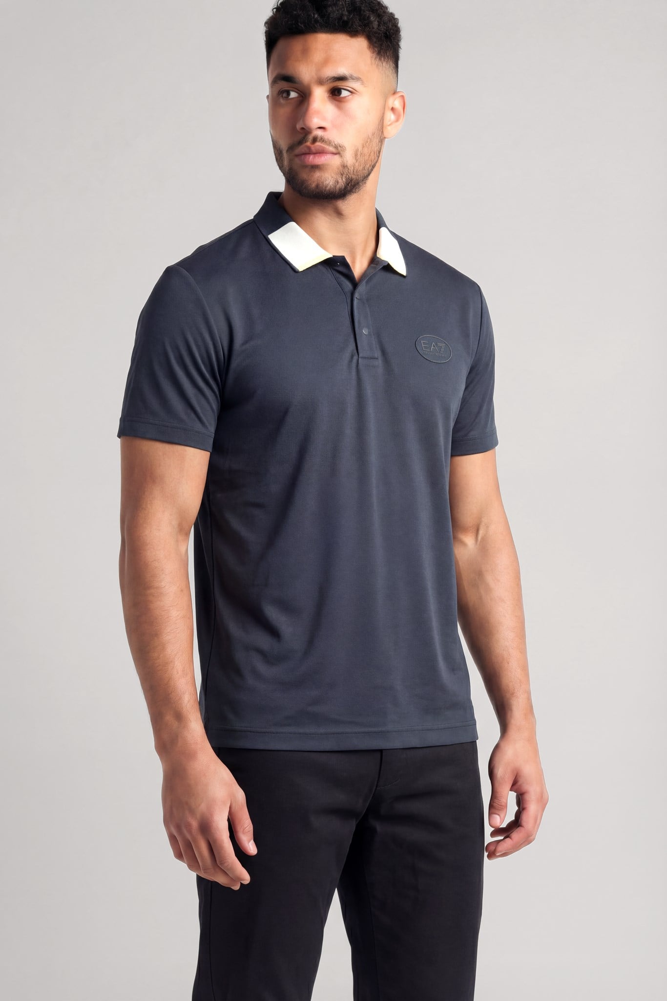 EA7 Ea7 Erkek EA7 Logo Etiketli Kısa Kollu Lacivert Polo Yaka T-Shirt 7M001291 AF22175-UB102