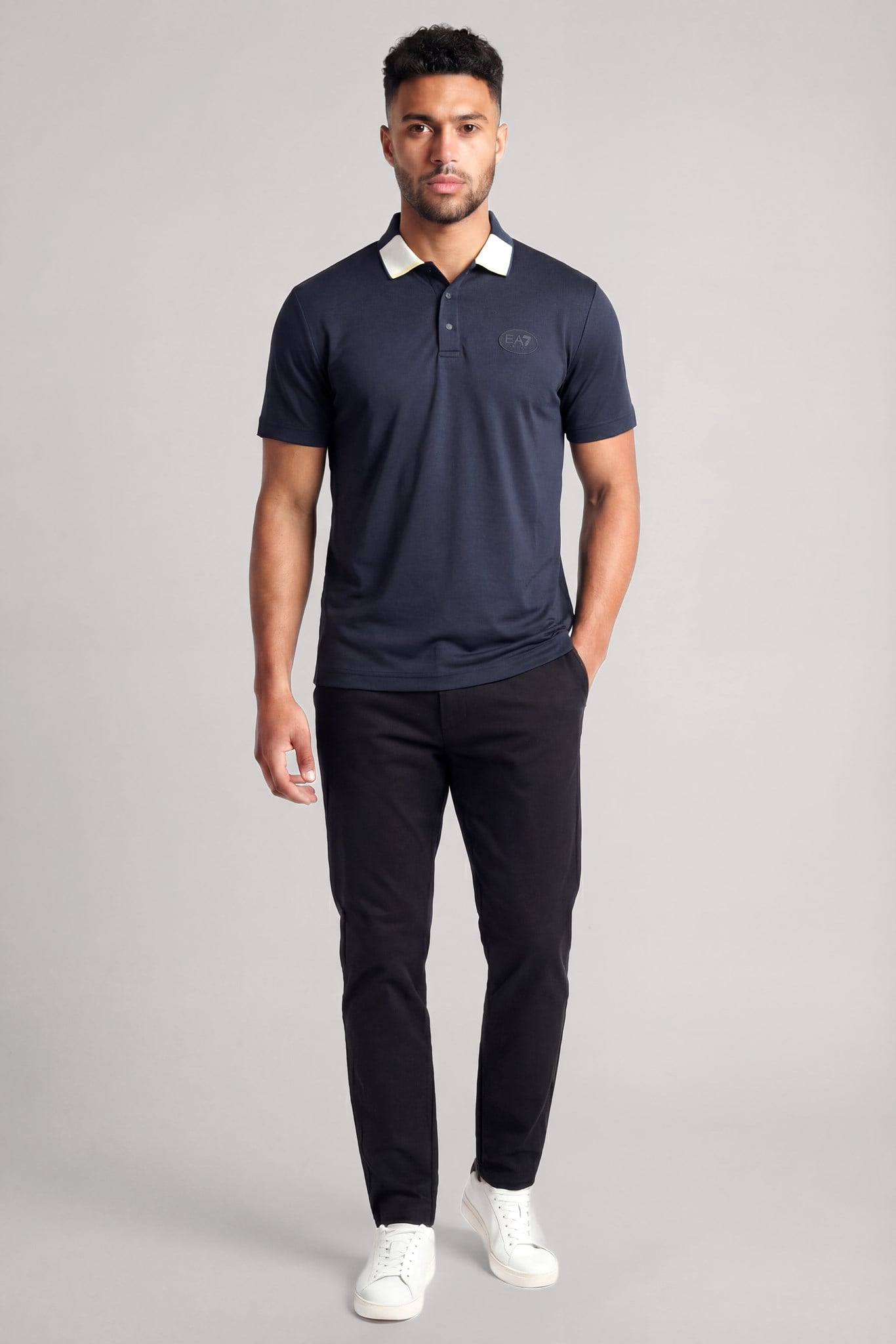 EA7 Ea7 Erkek EA7 Logo Etiketli Kısa Kollu Lacivert Polo Yaka T-Shirt 7M001291 AF22175-UB102