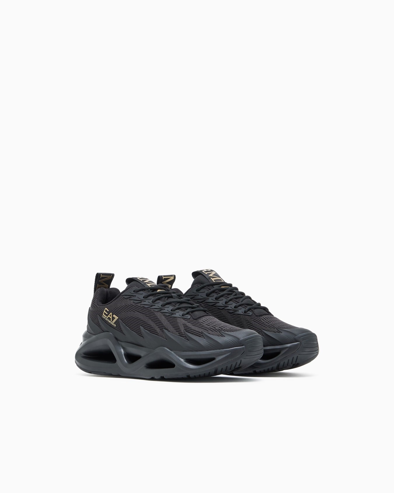 EA7 Ea7 Erkek Fileli Rahat Taban Bağlamalı Spor Siyah1 Sneaker 7X000304 AF18442-MC021
