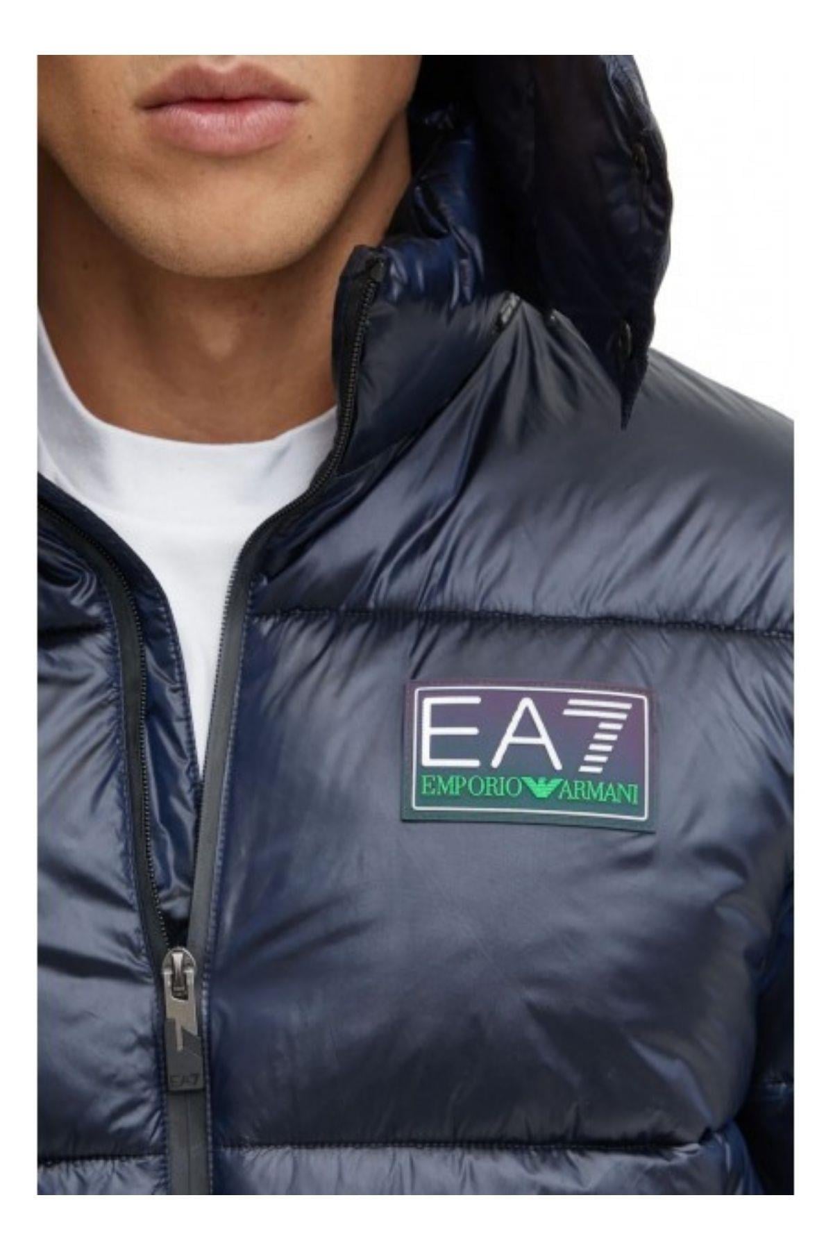 Ea7 Ea7 Erkek Kapitoneli Regular Fit Kapüşonlu Şişme Mavi Ceket 6DPB71 PN2MZ-1562