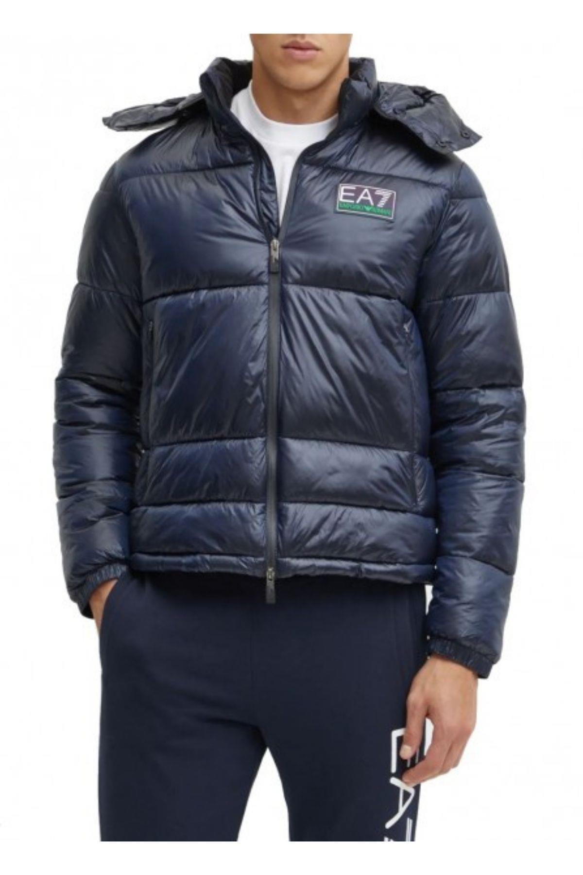 Ea7 Ea7 Erkek Kapitoneli Regular Fit Kapüşonlu Şişme Mavi Ceket 6DPB71 PN2MZ-1562