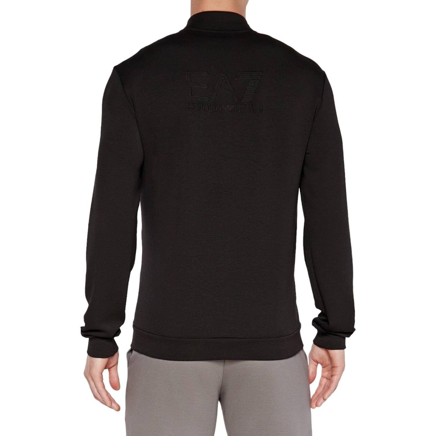 Ea7 Ea7 Erkek Kapüşonlu Fermuar Kapamalı Cepli Uzun Kol Siyah Sweatshirt 6DPM82 PJZKZ-1200