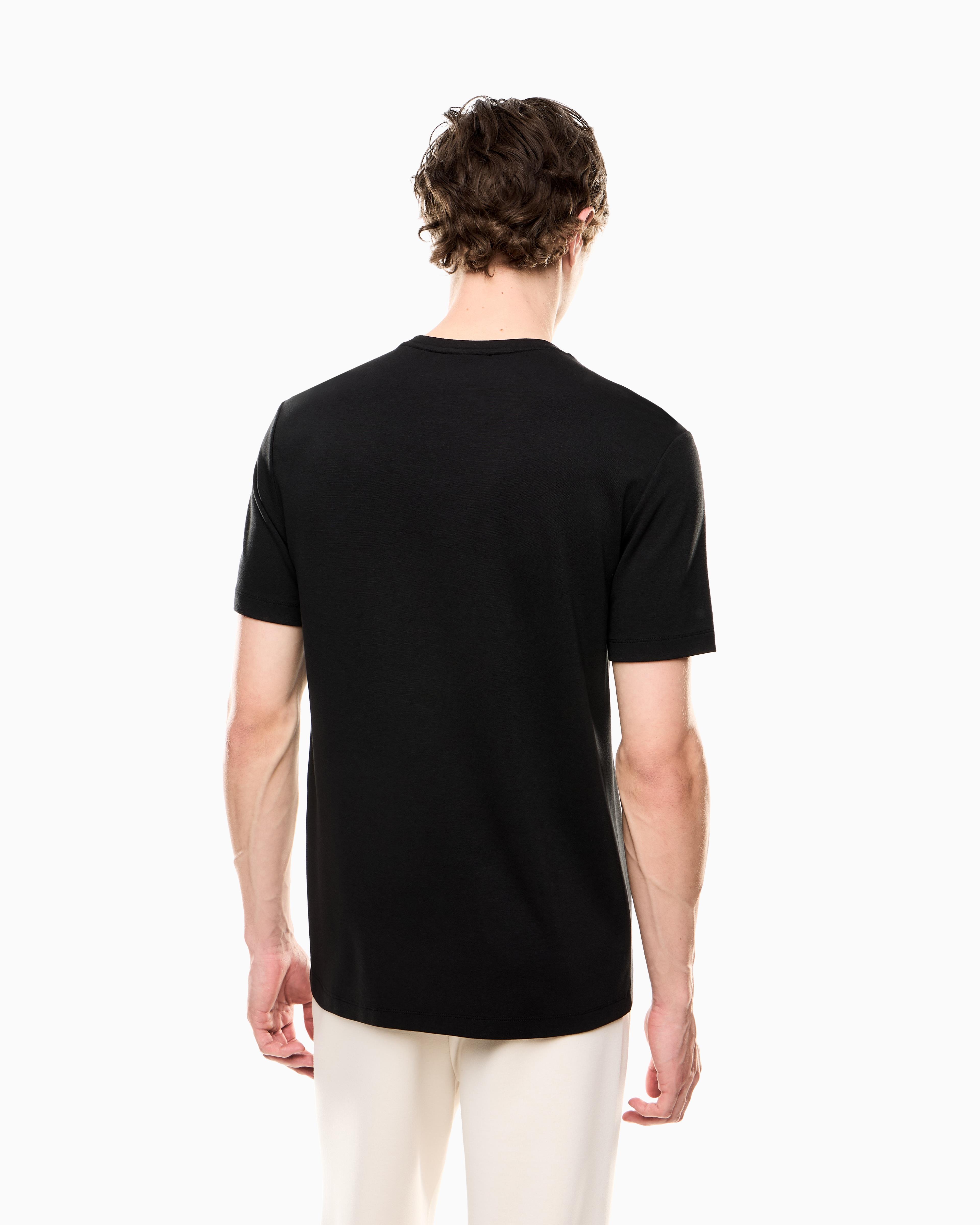 EA7 Ea7 Erkek Kısa Kol Bisiklet Yaka Pamuklu EA7 Desen Siyah T-Shirt 7M000666 AF13739-UC001