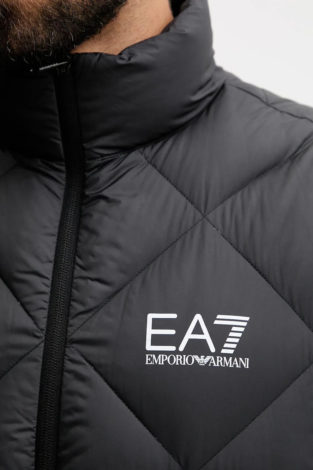 EA7 Ea7 Erkek Kolsuz Dik Yaka Şişme Fermuar Kapama Siyah Yelek 7M001002 AF15923-UC001