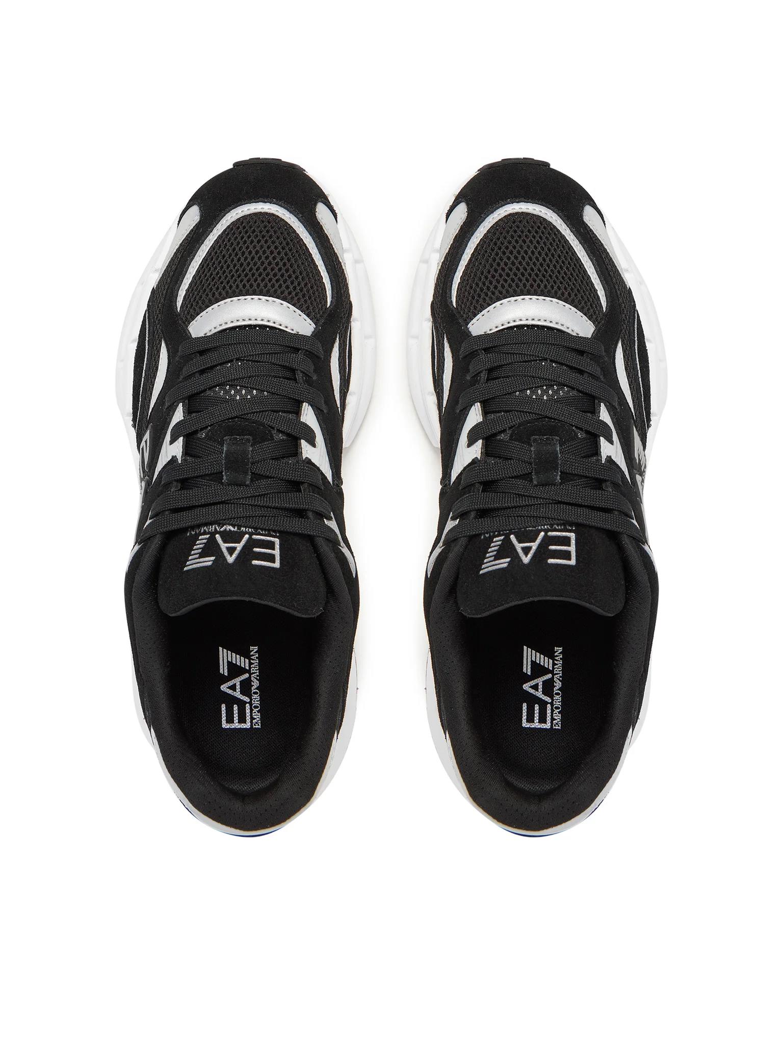 EA7 Ea7 Erkek Konforlu Taban Bağıcıklı Siyah-Gümüş Sneaker X8X237 XK425-N763