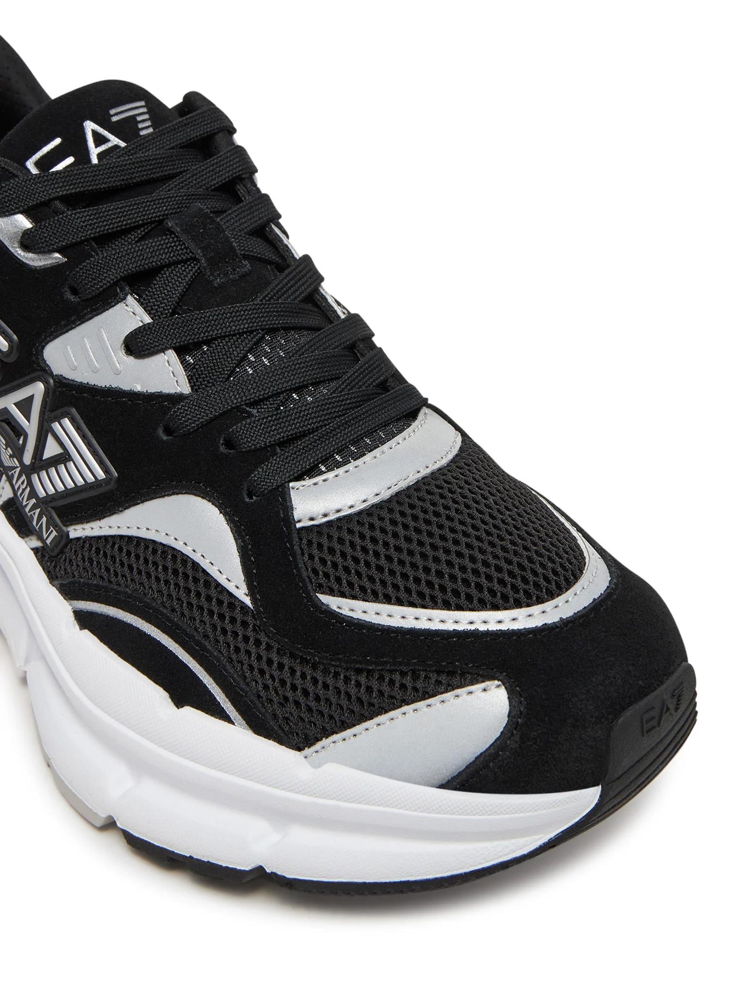 EA7 Ea7 Erkek Konforlu Taban Bağıcıklı Siyah-Gümüş Sneaker X8X237 XK425-N763