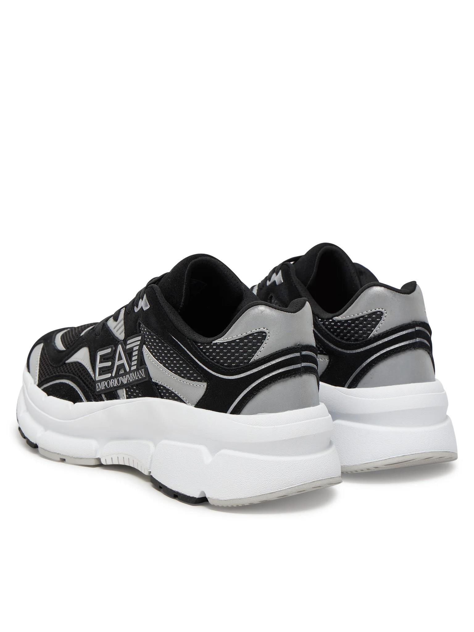 EA7 Ea7 Erkek Konforlu Taban Bağıcıklı Siyah-Gümüş Sneaker X8X237 XK425-N763
