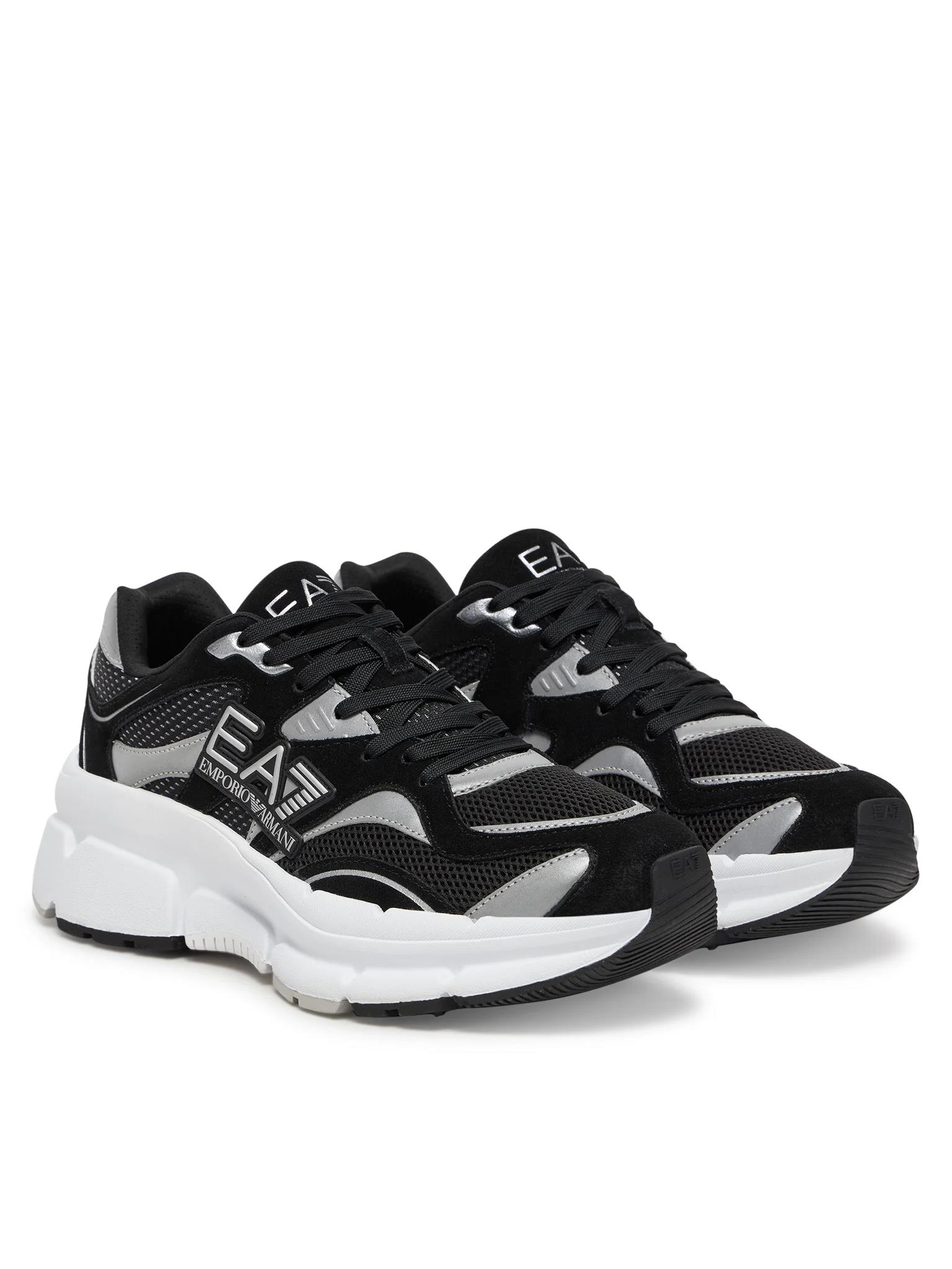 EA7 Ea7 Erkek Konforlu Taban Bağıcıklı Siyah-Gümüş Sneaker X8X237 XK425-N763