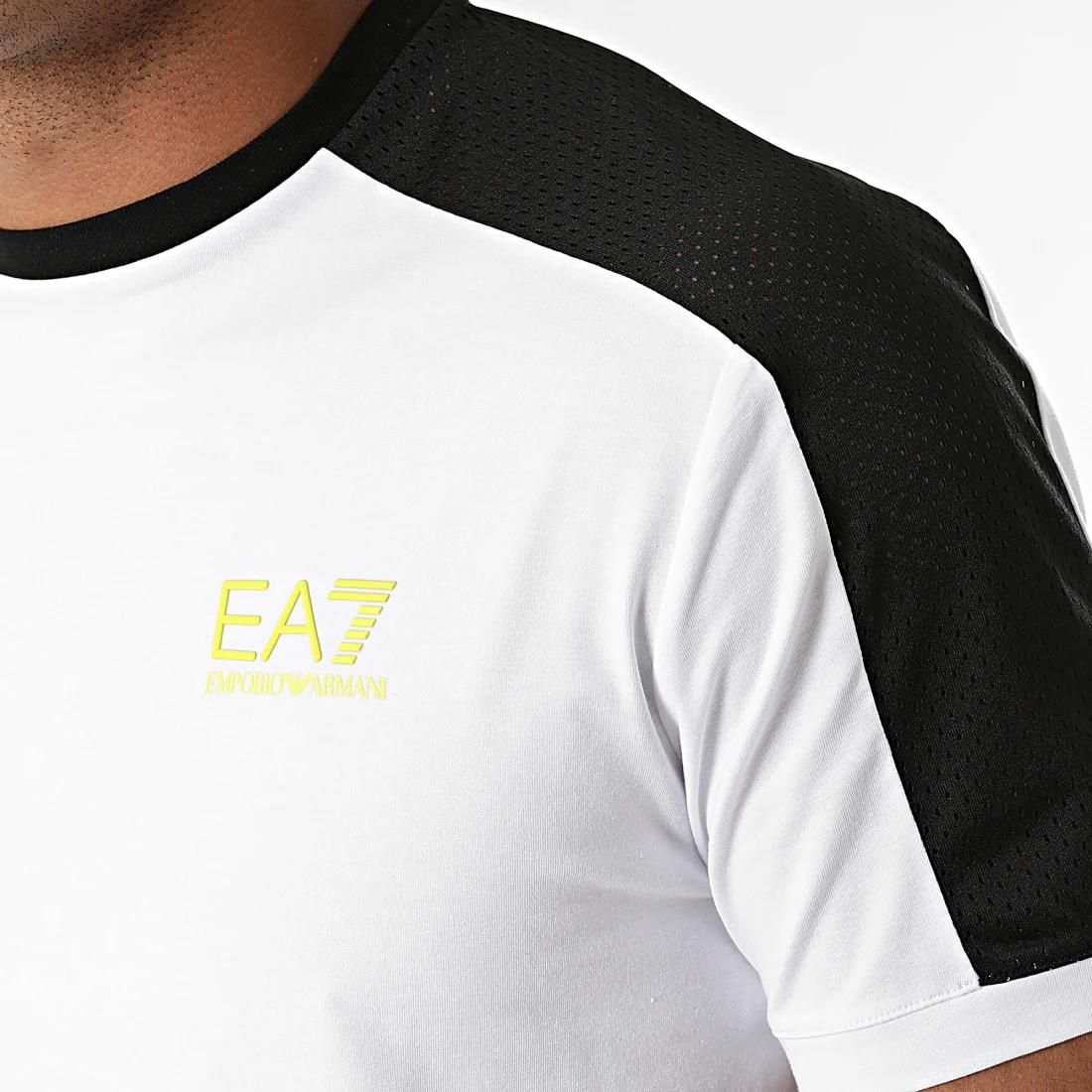 Ea7 Ea7 Erkek Logo Baskılı Bisiklet Yaka Normal Kesim Beyaz T-Shirt 6KPT13 PJ6RZ-BEY