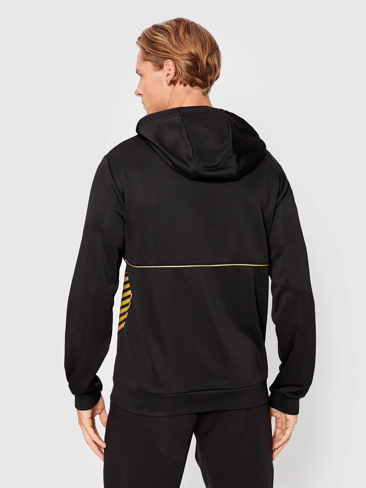 Ea7 Ea7 Erkek Marka Logo Detaylı Kapşonlu İpli Siyah Sweatshirt 6LPM03 PJ16Z-0208