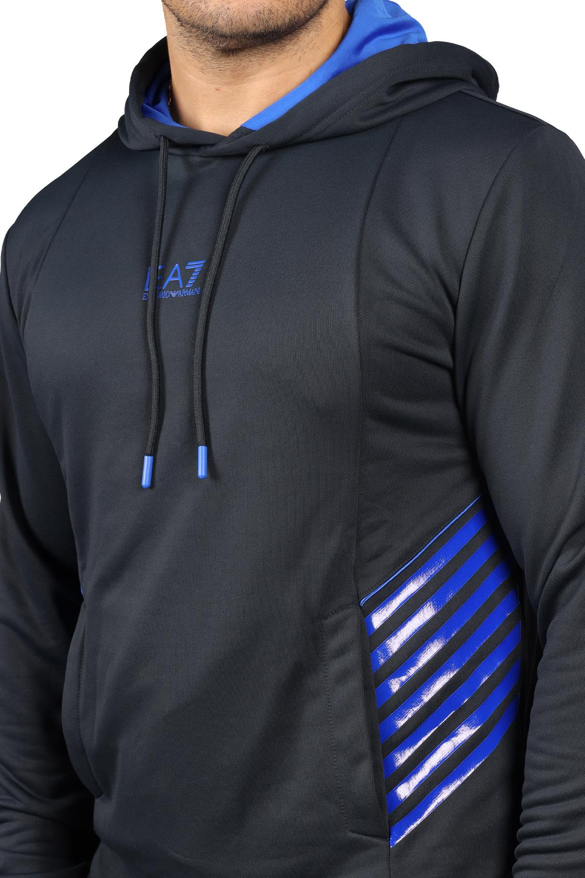Ea7 Ea7 Erkek Marka Logo Detaylı Kapşonlu İpli Lacivert Sweatshirt 6LPM03 PJ16Z-1578