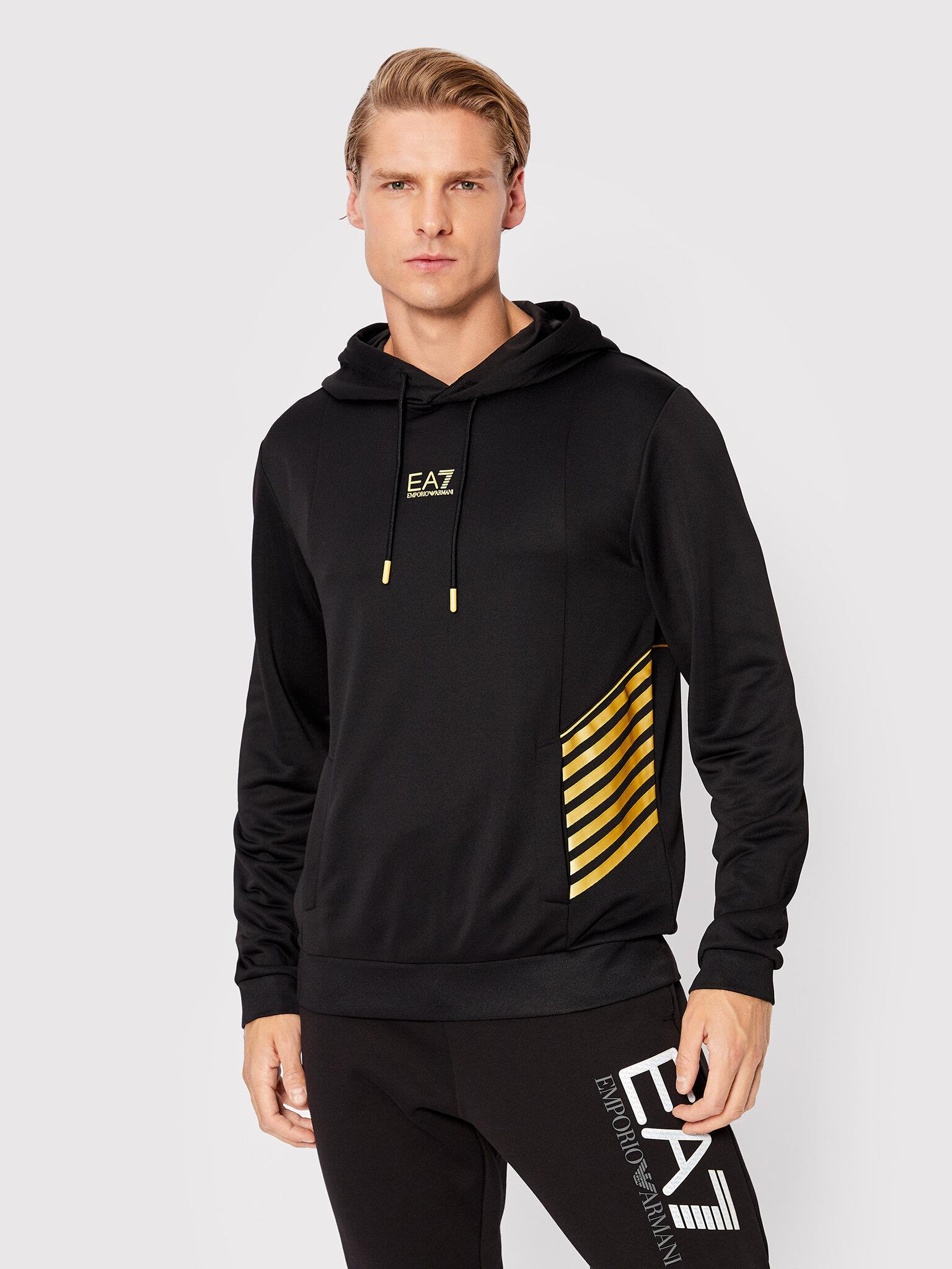 Ea7 Ea7 Erkek Marka Logo Detaylı Kapşonlu İpli Siyah Sweatshirt 6LPM03 PJ16Z-0208
