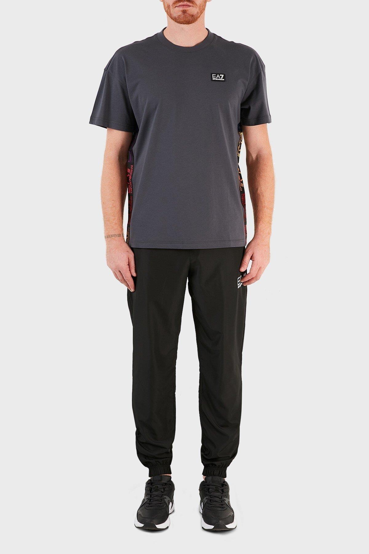 Ea7 Ea7 Erkek Marka Logolu Organik Pamuklu Kısa Kollu Gri T-Shirt 3KPT13 PJ02Z-GRI