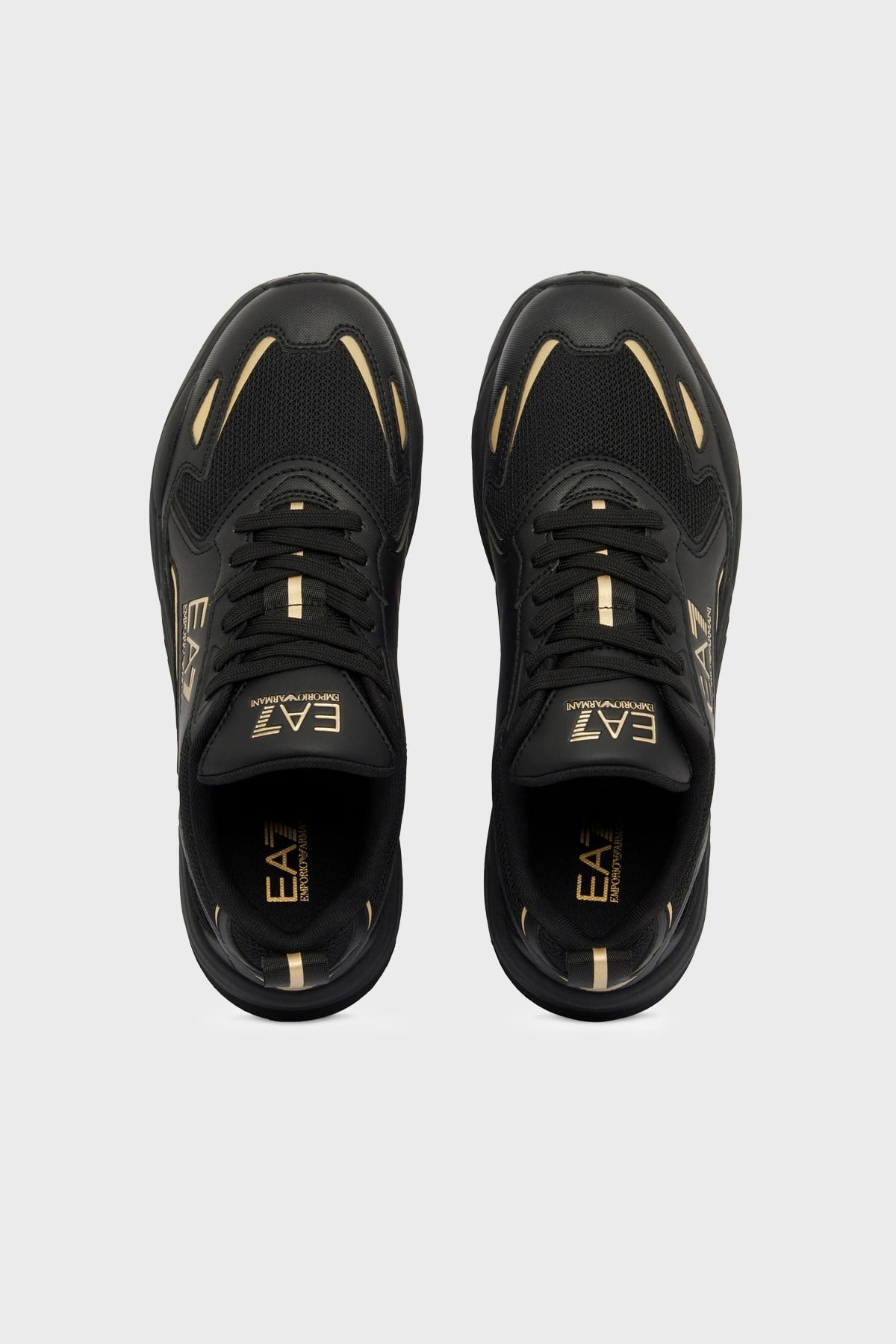 EA7 Ea7 Erkek Marka Logolu Rahat Taban Bağıcıklı Siyah-Gold Sneaker 7X000308 AF18447-MZ177