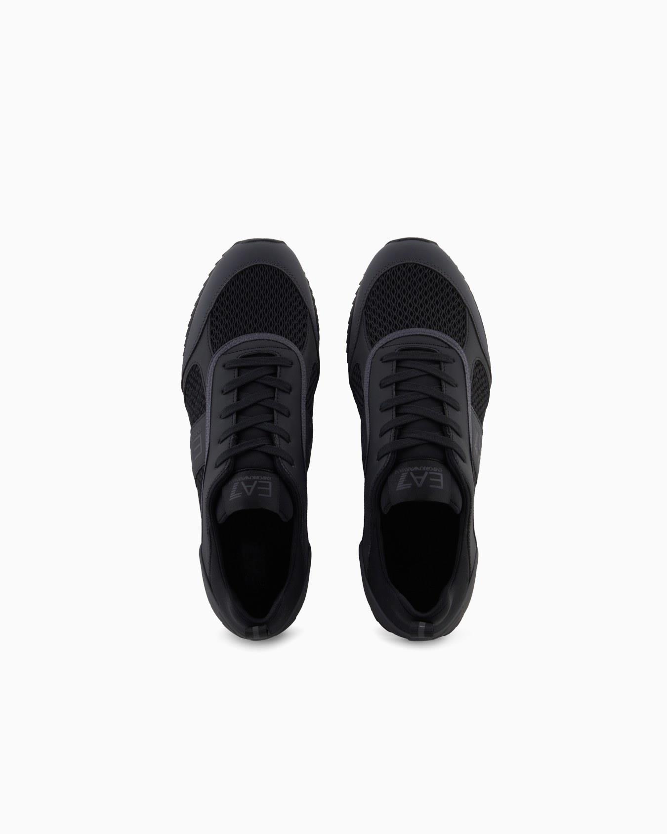 EA7 Ea7 Erkek Nefes Alabilen File Detaylı Rahat Taban Kartal Logo Motifli Siyah Sneaker 7X000334 AF18610-MC178