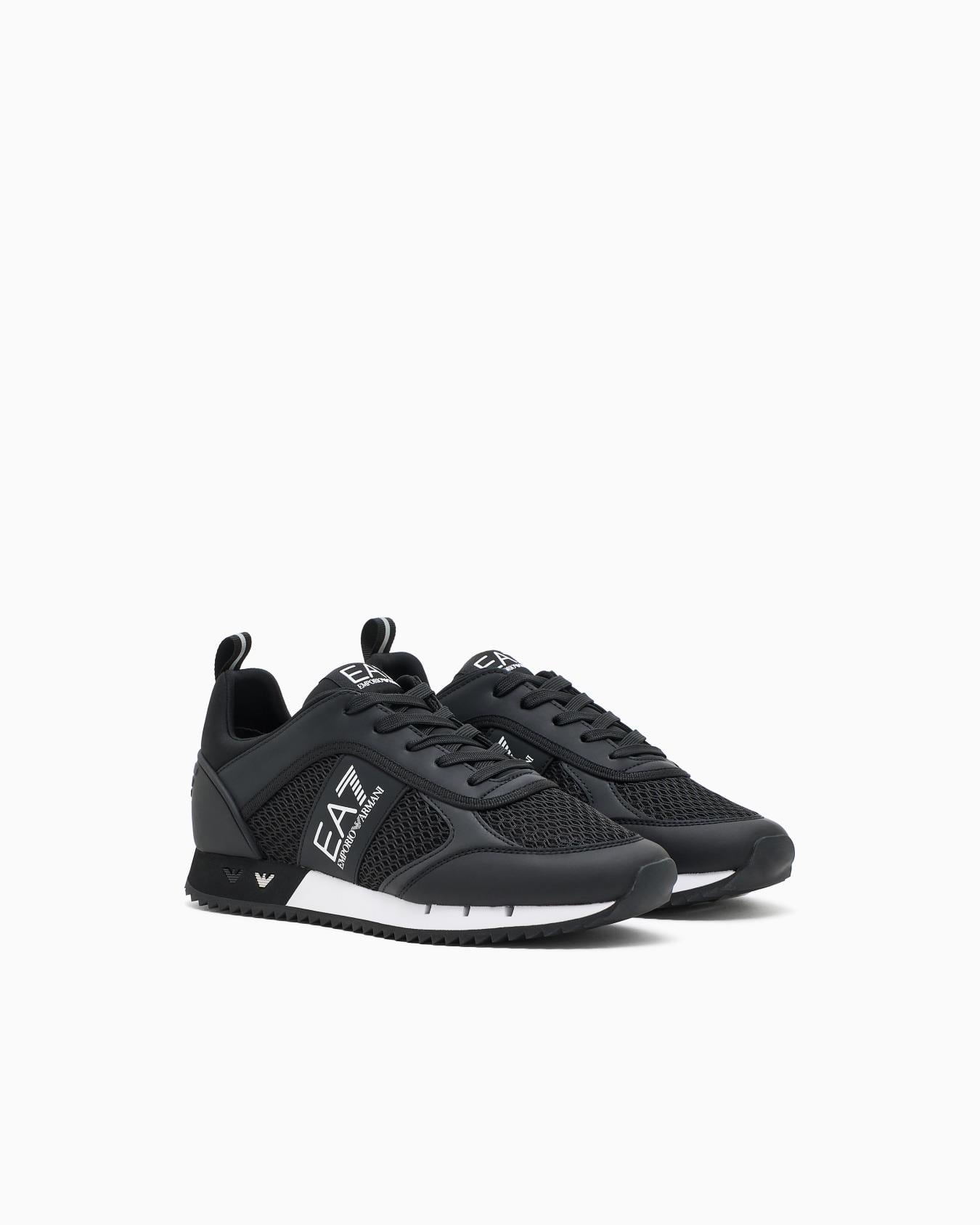 EA7 Ea7 Erkek Nefes Alabilen File Detaylı Rahat Taban Kartal Logo Motifli Beyaz-Siyah Sneaker 7X000334 AF18610-MC001